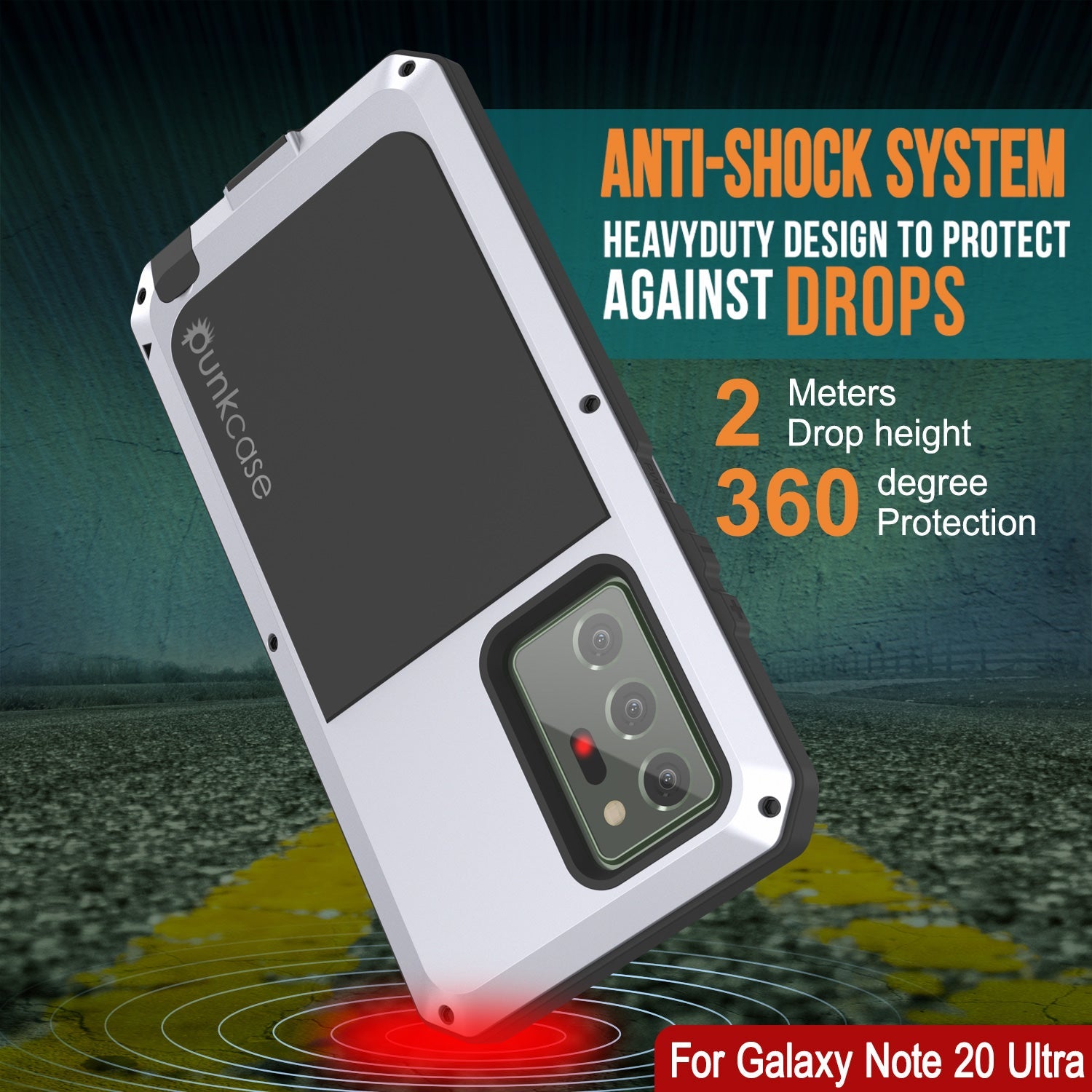 Capa Galaxy Note 20 Ultra, Capa PUNKcase Metálica Branca à Prova de Choque - Capa de Armadura Metálica Fina [Branco]