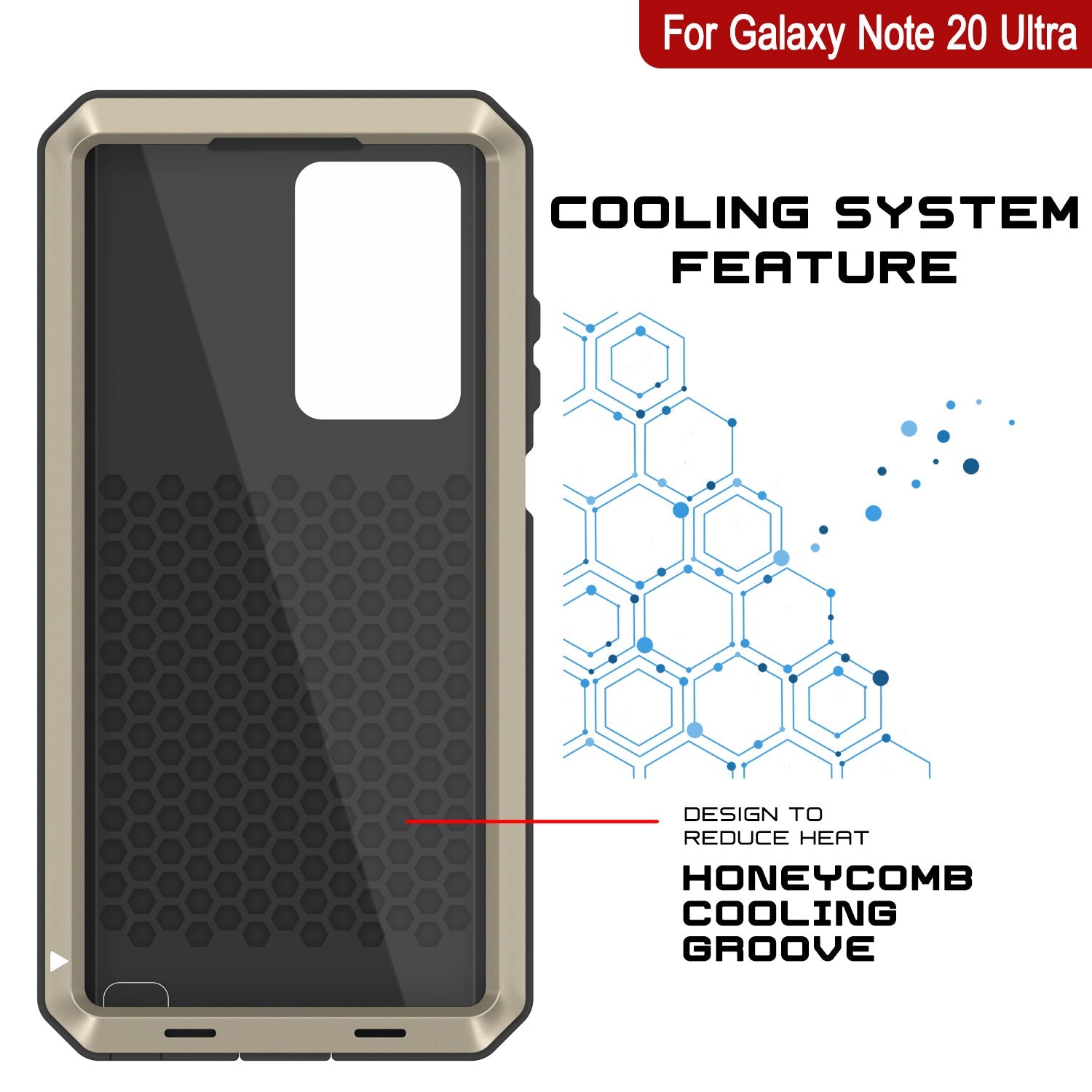 Capa Galaxy Note 20 Ultra, Capa metálica à prova de choque PUNKcase Metallic Gold Slim Metal Armor [Ouro]