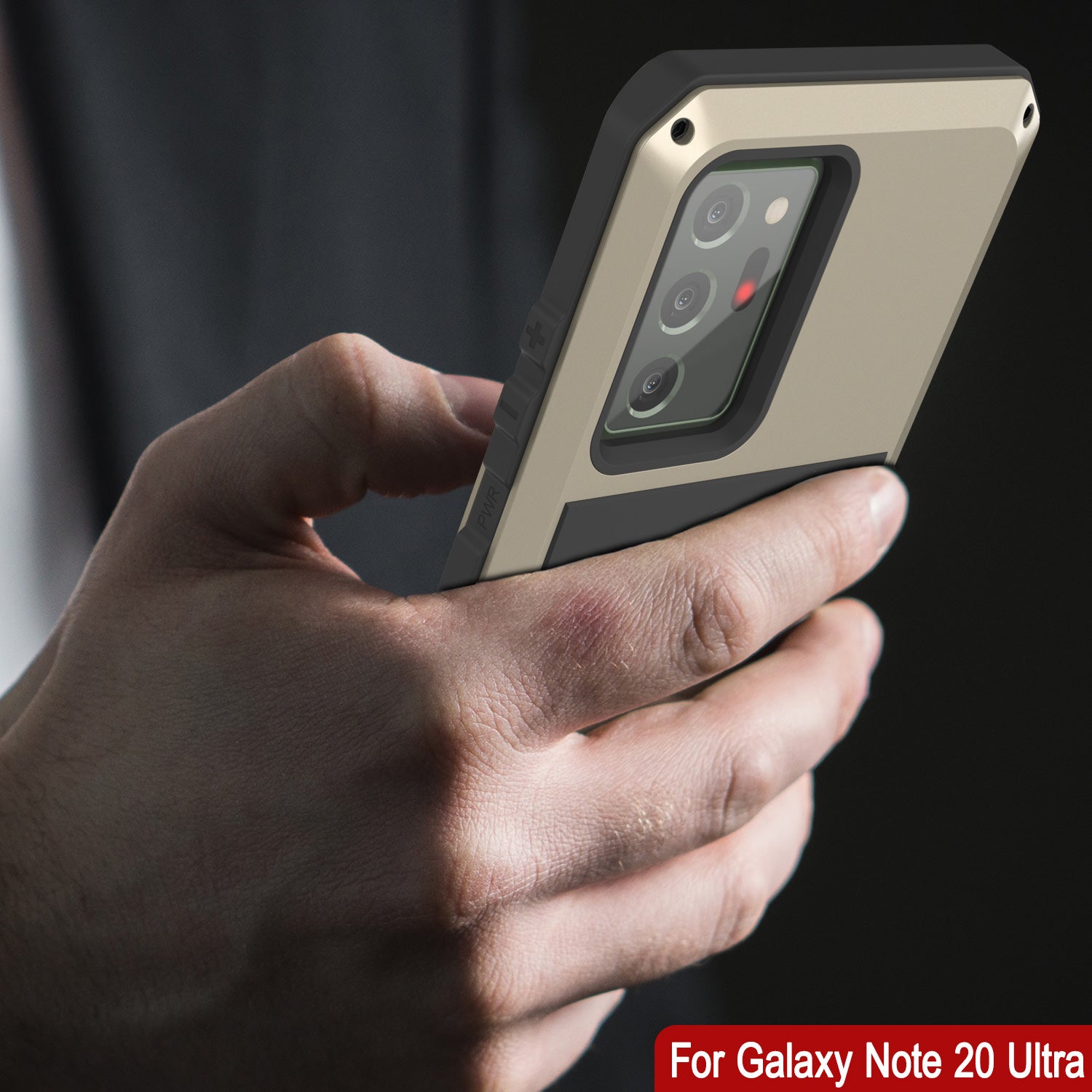 Capa Galaxy Note 20 Ultra, Capa metálica à prova de choque PUNKcase Metallic Gold Slim Metal Armor [Ouro]