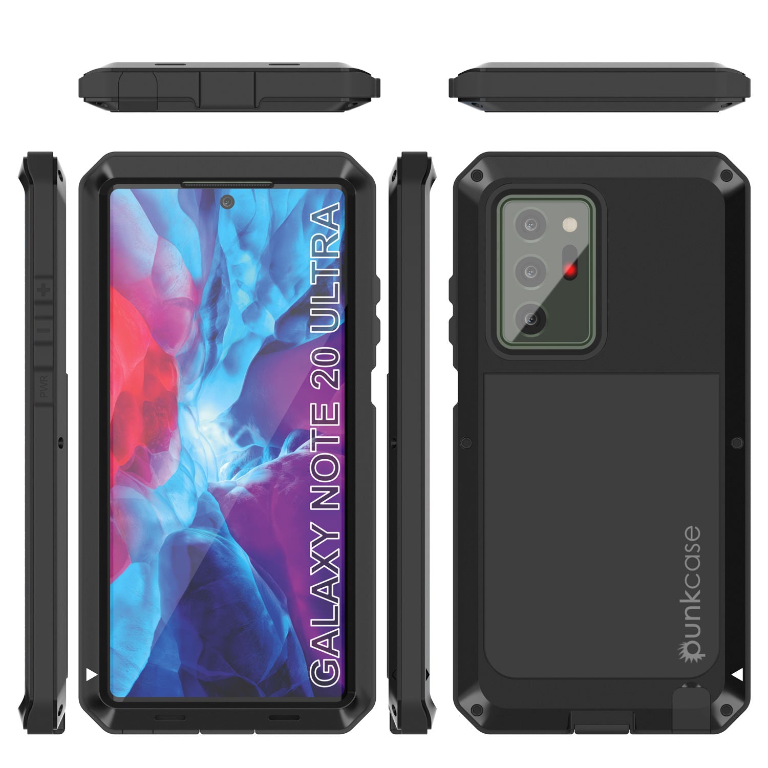 Capa Galaxy Note 20 Ultra, capa de metal à prova de choque preta metálica PUNKcase Slim Metal Armor [Preto]