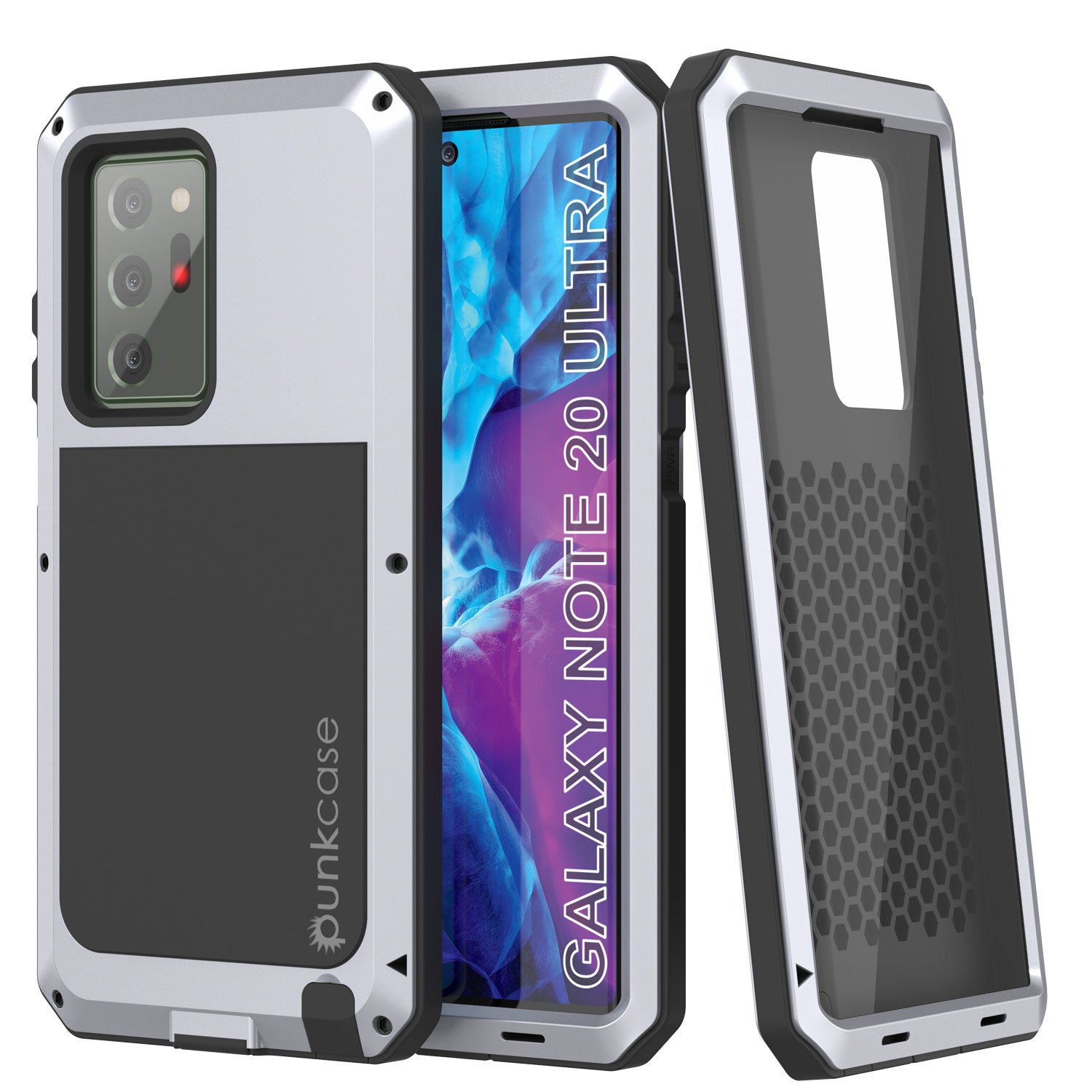 Capa Galaxy Note 20 Ultra, Capa PUNKcase Metálica Branca à Prova de Choque - Capa de Armadura Metálica Fina [Branco]
