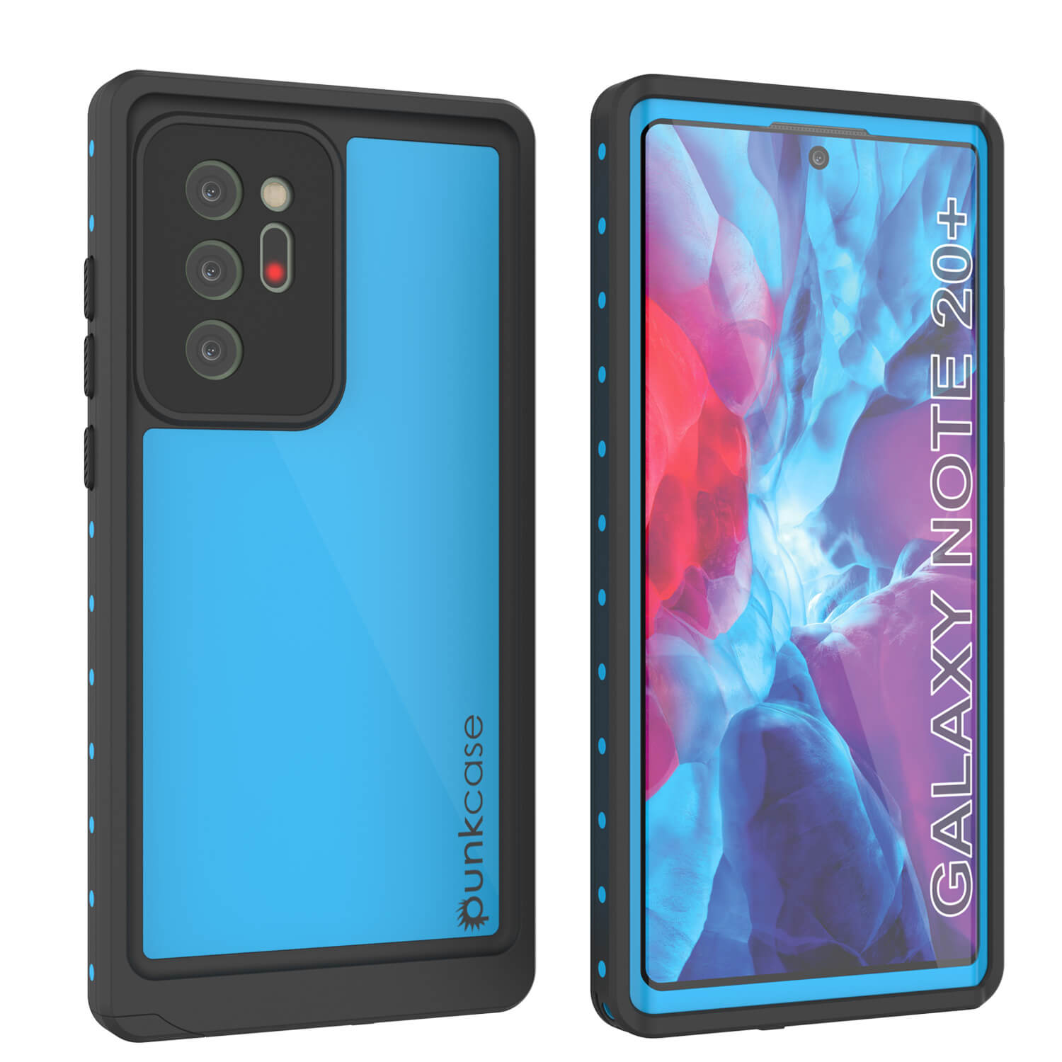 Capa impermeável para Galaxy Note 20 Ultra, Punkcase Studstar Light Blue Thin Armor Cover
