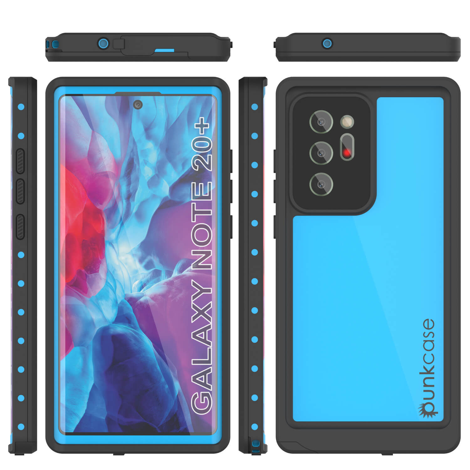 Capa impermeável para Galaxy Note 20 Ultra, Punkcase Studstar Light Blue Thin Armor Cover