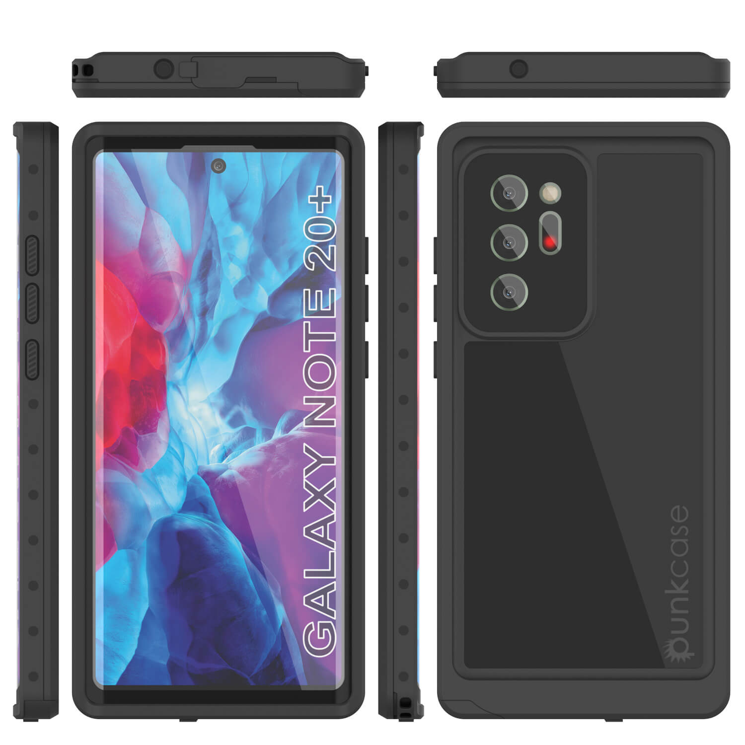 Capa à prova d'água Galaxy Note 20 Ultra, capa fina de armadura preta Punkcase Studstar.