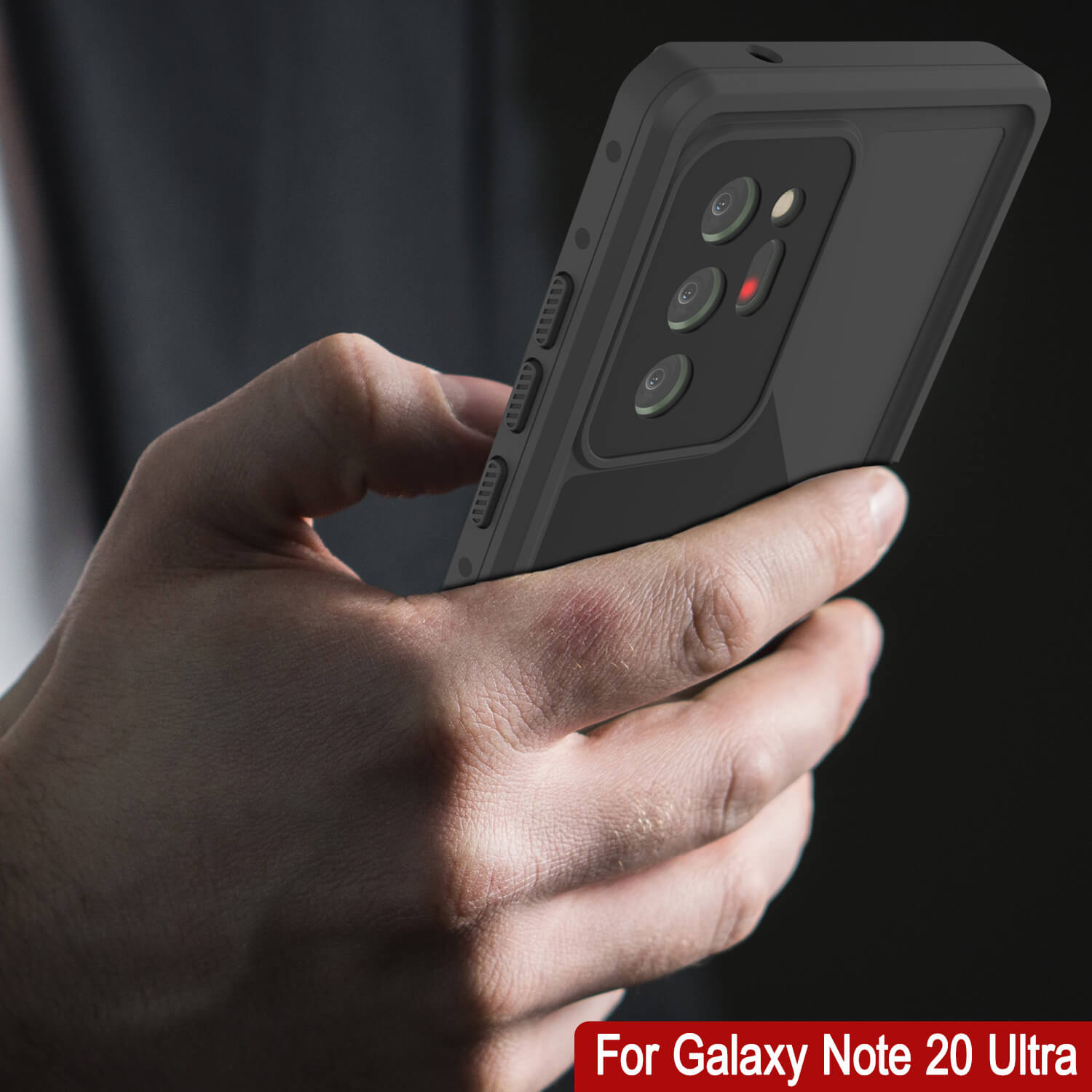 Capa à prova d'água Galaxy Note 20 Ultra, capa fina de armadura preta Punkcase Studstar.