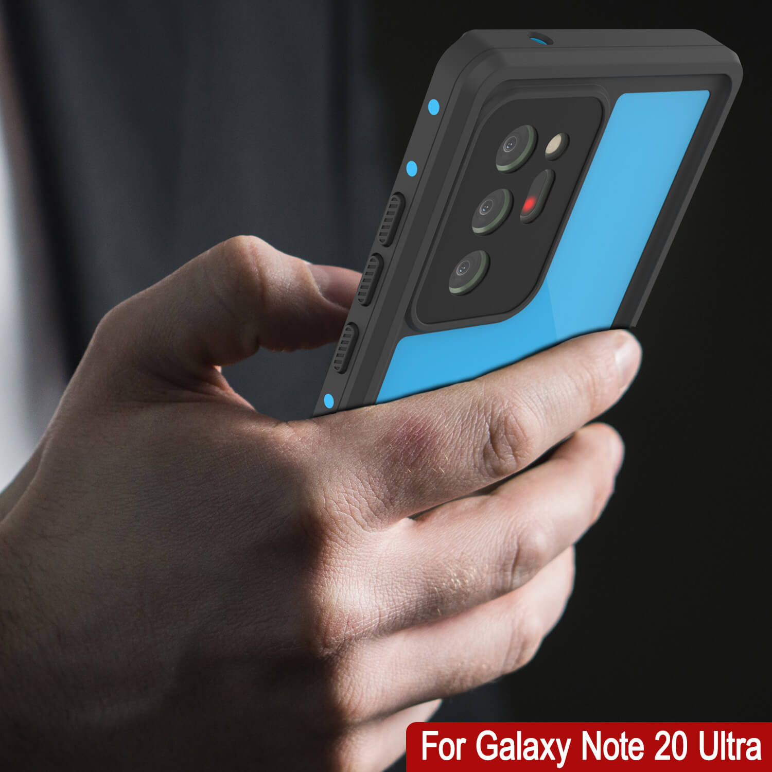 Capa impermeável para Galaxy Note 20 Ultra, Punkcase Studstar Light Blue Thin Armor Cover