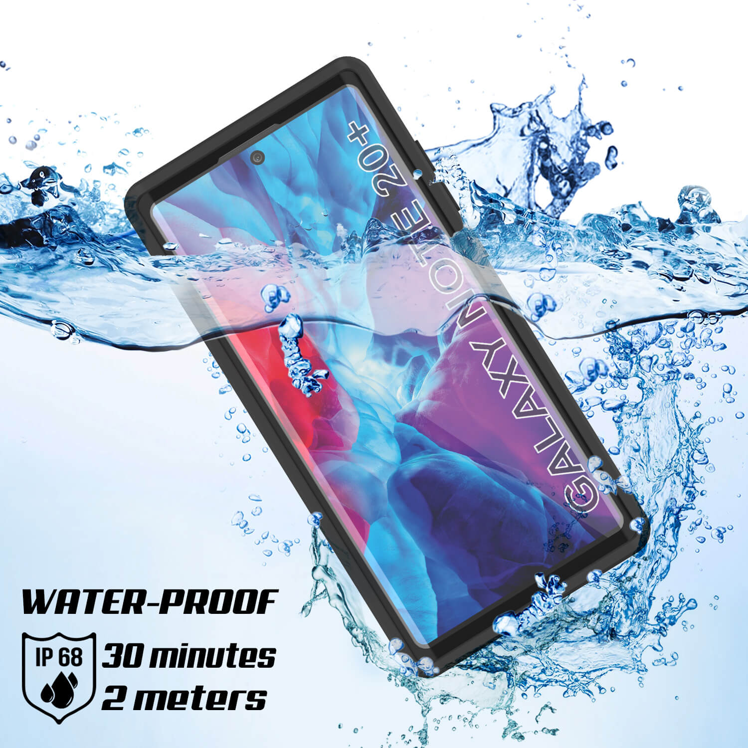 Capa à prova d'água Galaxy Note 20 Ultra, capa fina de armadura preta Punkcase Studstar.