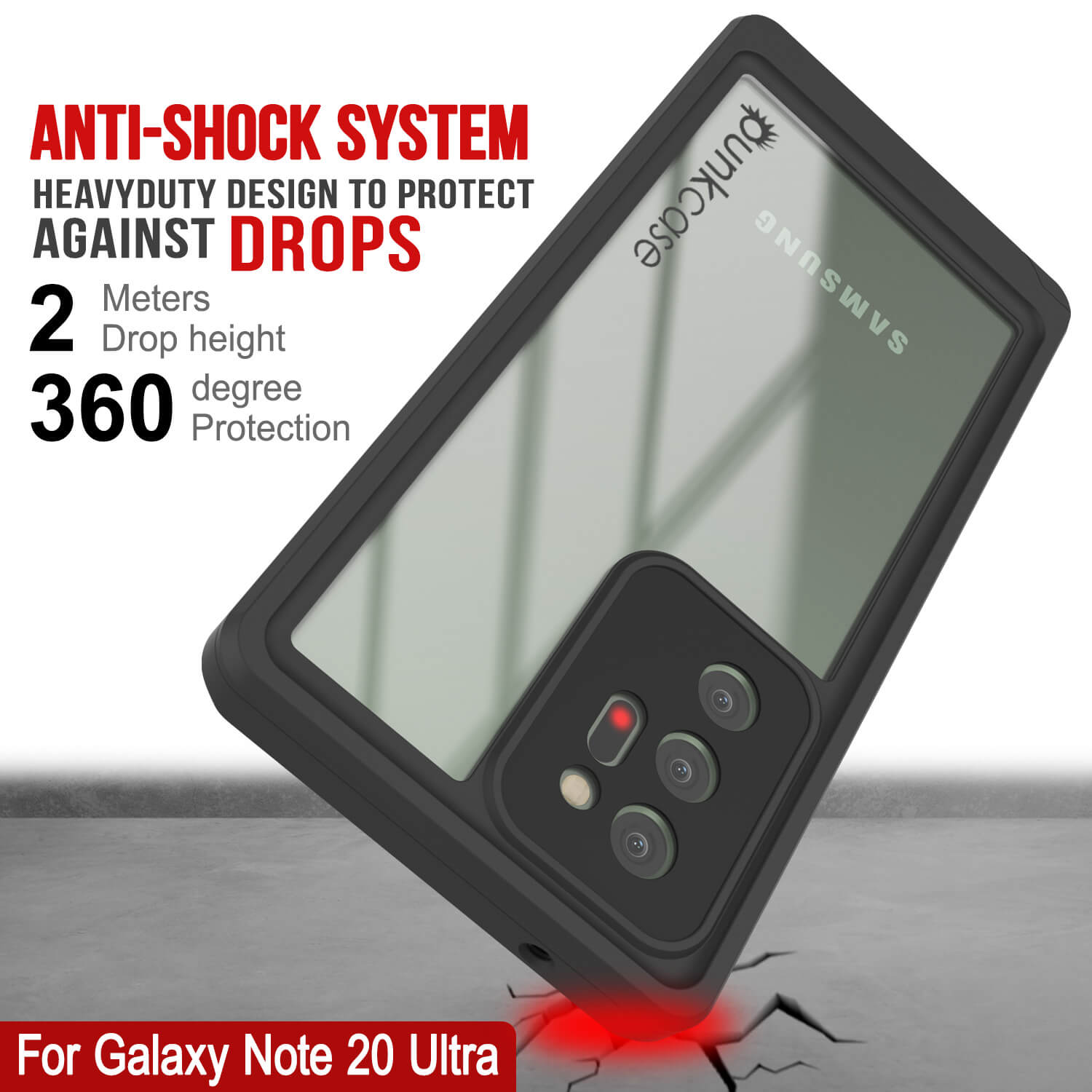 Capa à prova d'água Galaxy Note 20 Ultra, cobertura fina de armadura clara Punkcase Studstar