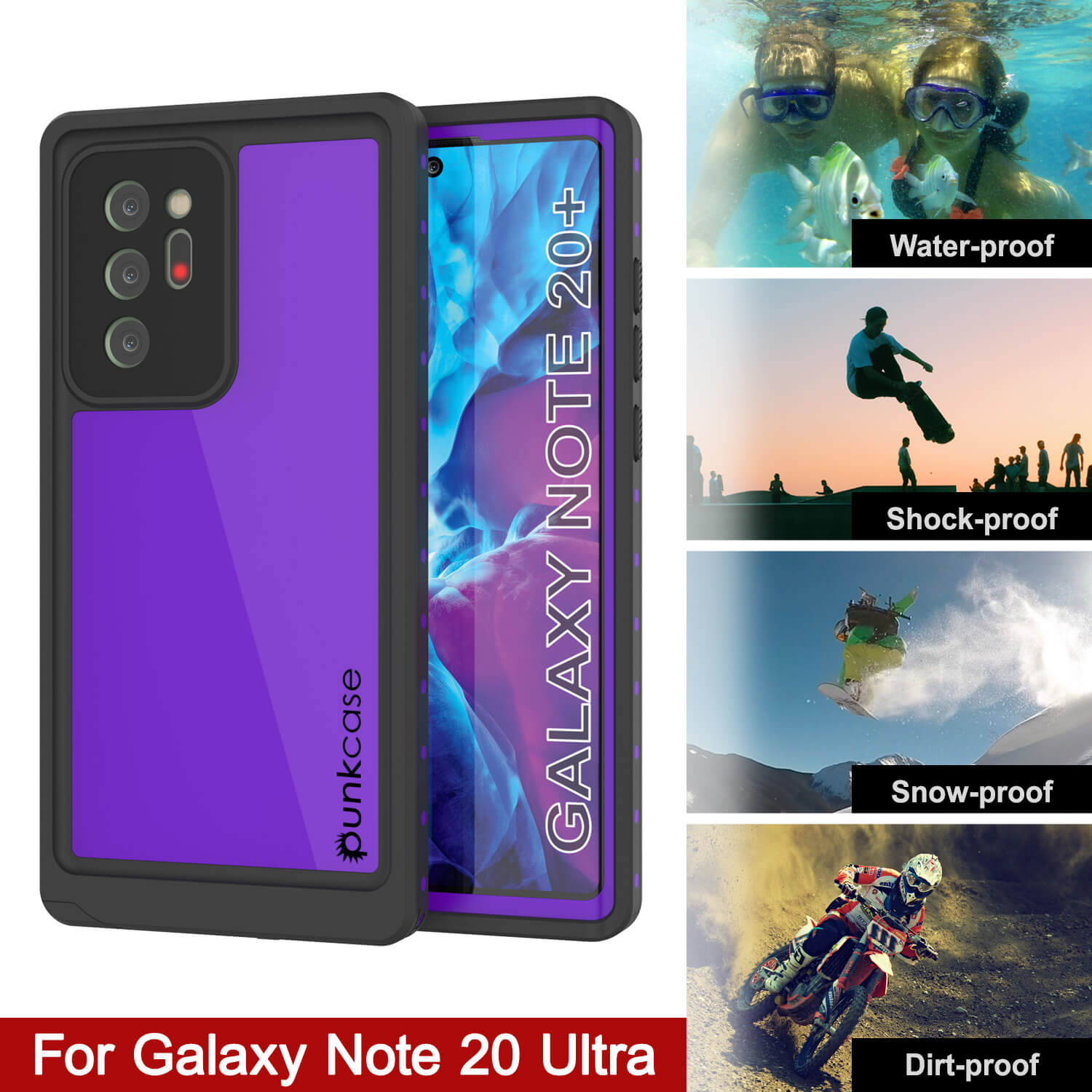 Capa à prova d'água Galaxy Note 20 Ultra, da série Roxa Punkcase Studstar Thin Armor Cover