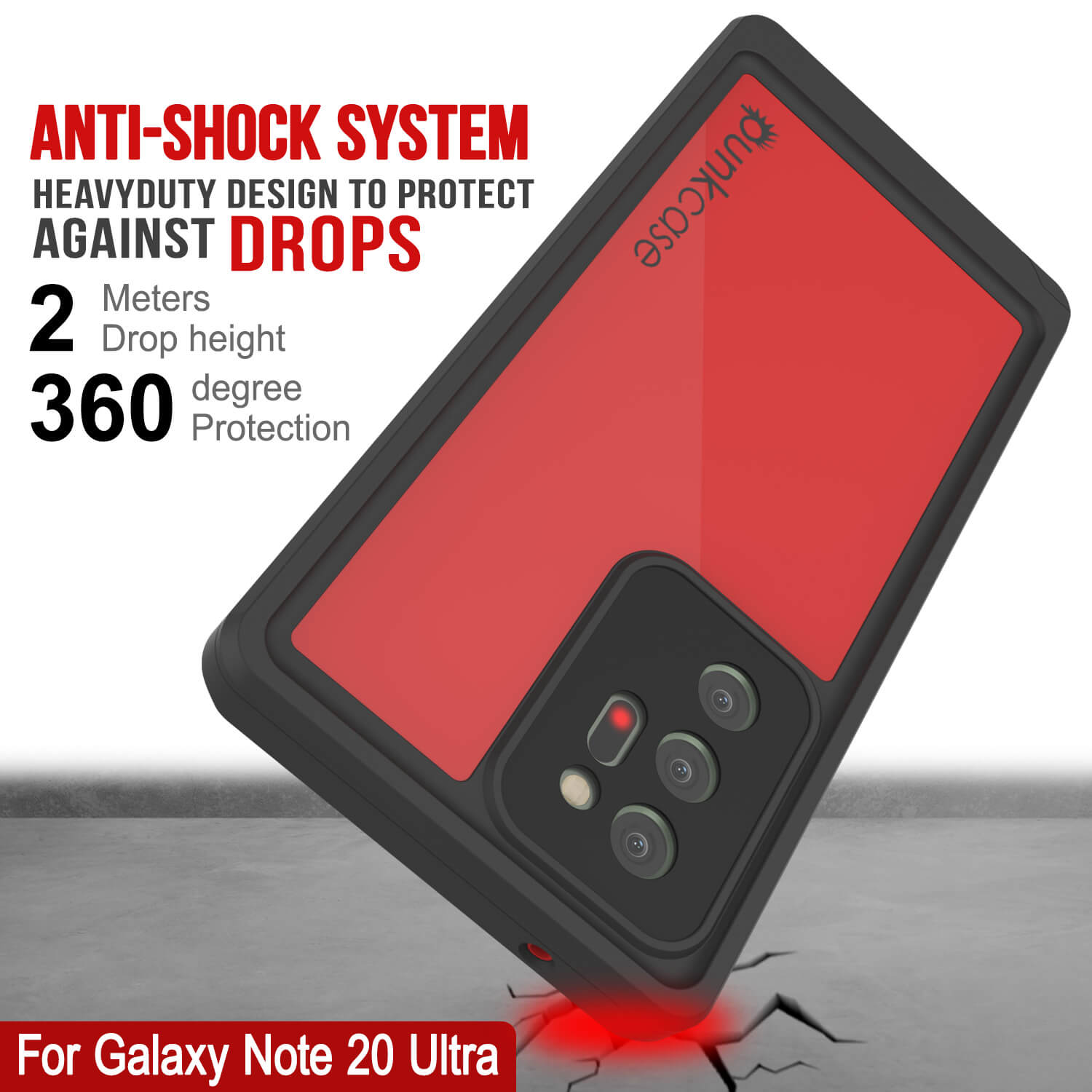 Capa à prova d'água para Galaxy Note 20 Ultra, série Vermelha Punkcase Studstar Thin Armor Cover