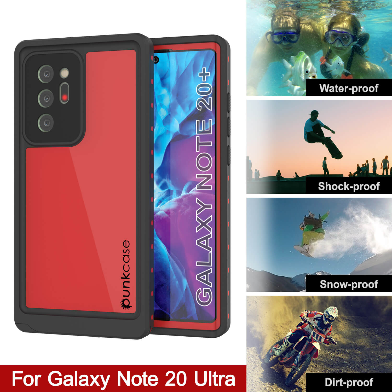 Capa à prova d'água para Galaxy Note 20 Ultra, série Vermelha Punkcase Studstar Thin Armor Cover