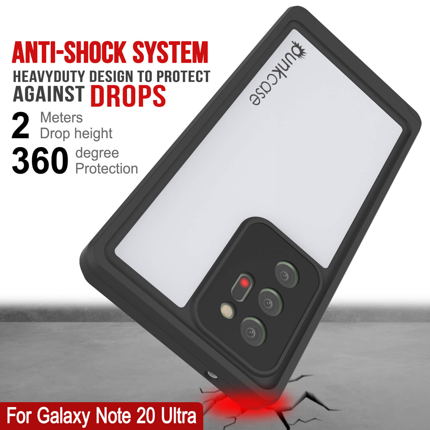 Capa à prova d'água Galaxy Note 20 Ultra, Punkcase Studstar Branca Capa Fina de Armadura