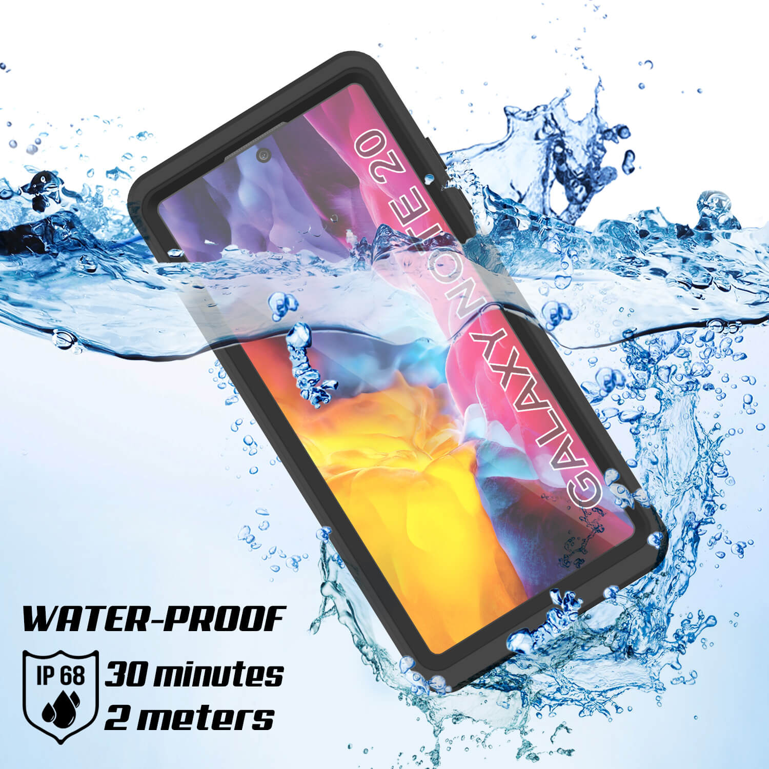 Capa à prova d'água Galaxy Note 20, Punkcase Studstar Preta Capa Fina de Armadura