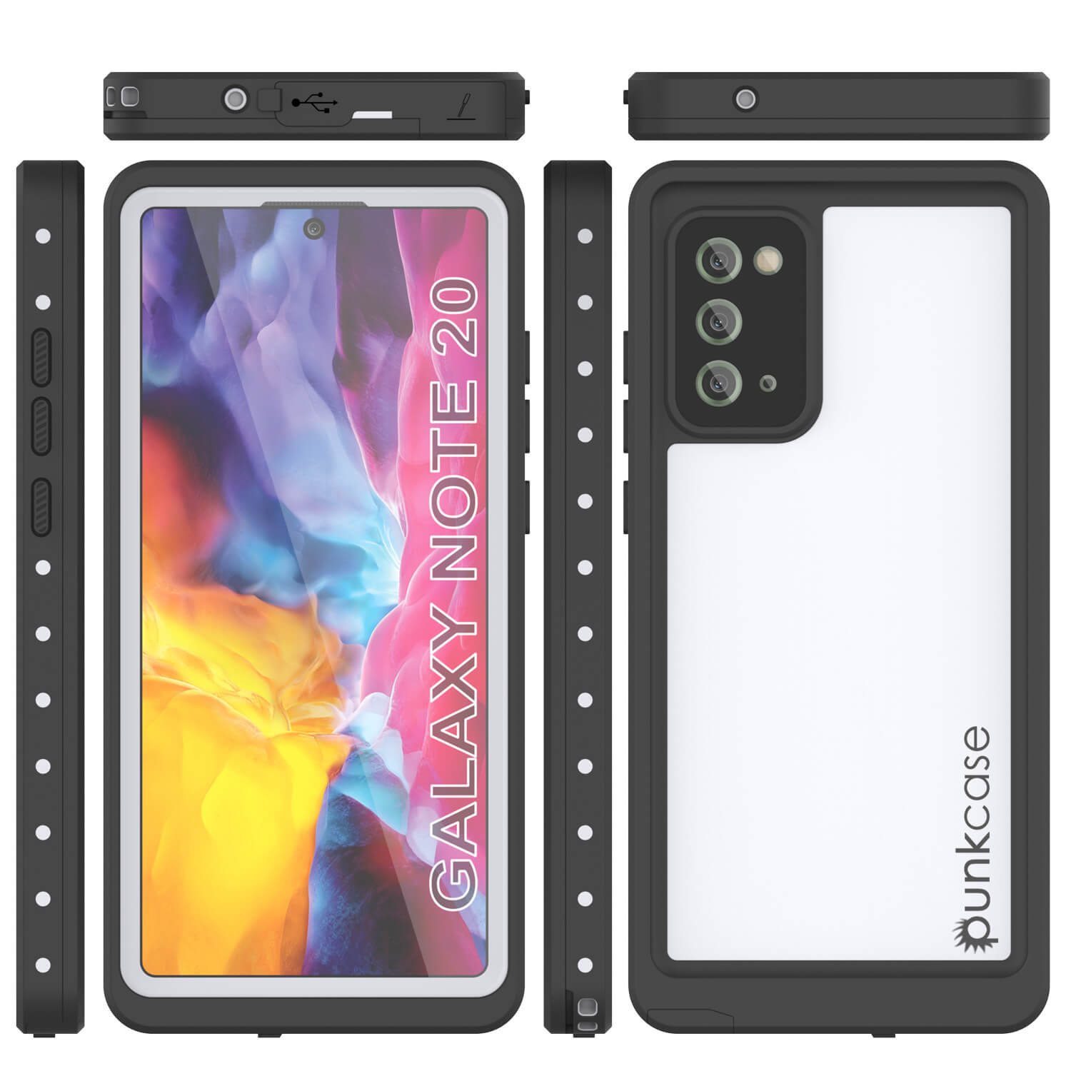 Capa à prova de água para Galaxy Note 20, Punkcase Studstar Branca Thin Armor Cover.