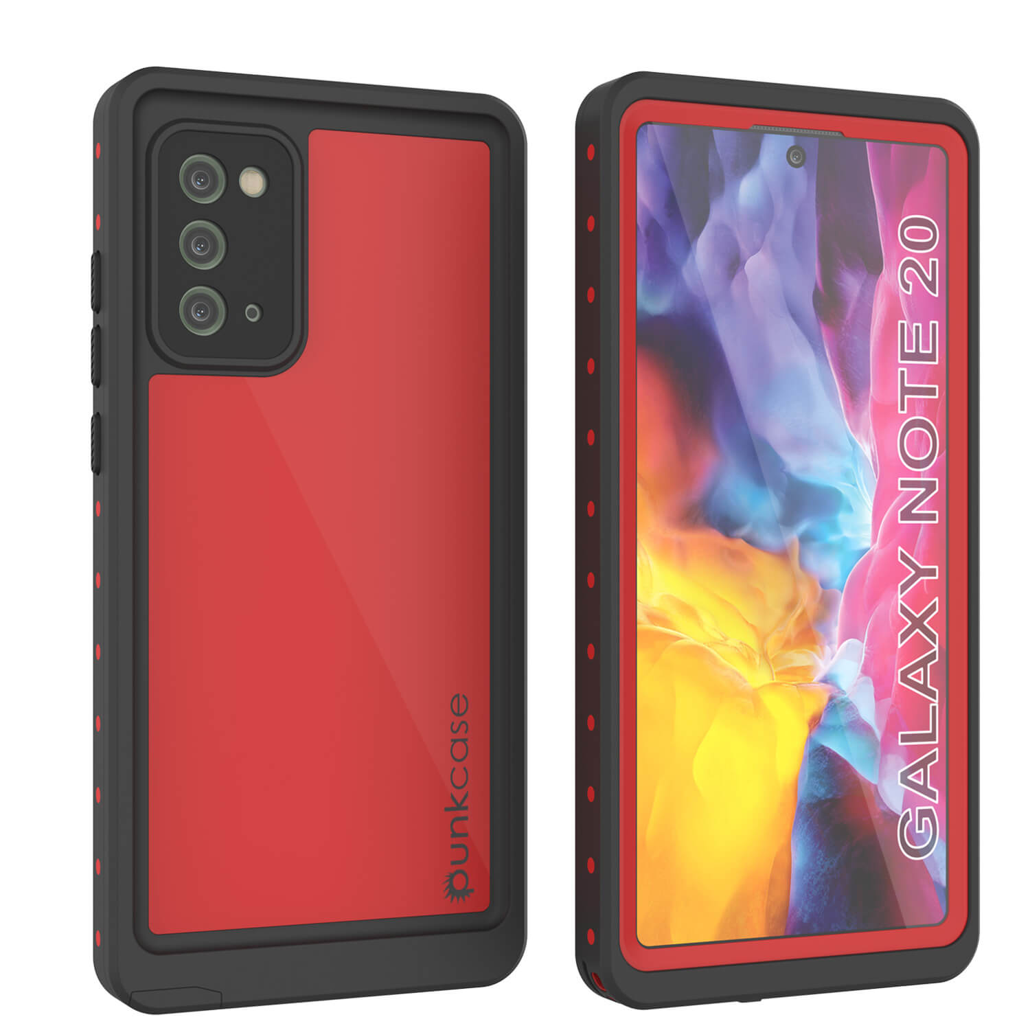 Capa à prova d'água Galaxy Note 20, Punkcase Studstar Red Series Thin Armor Cover