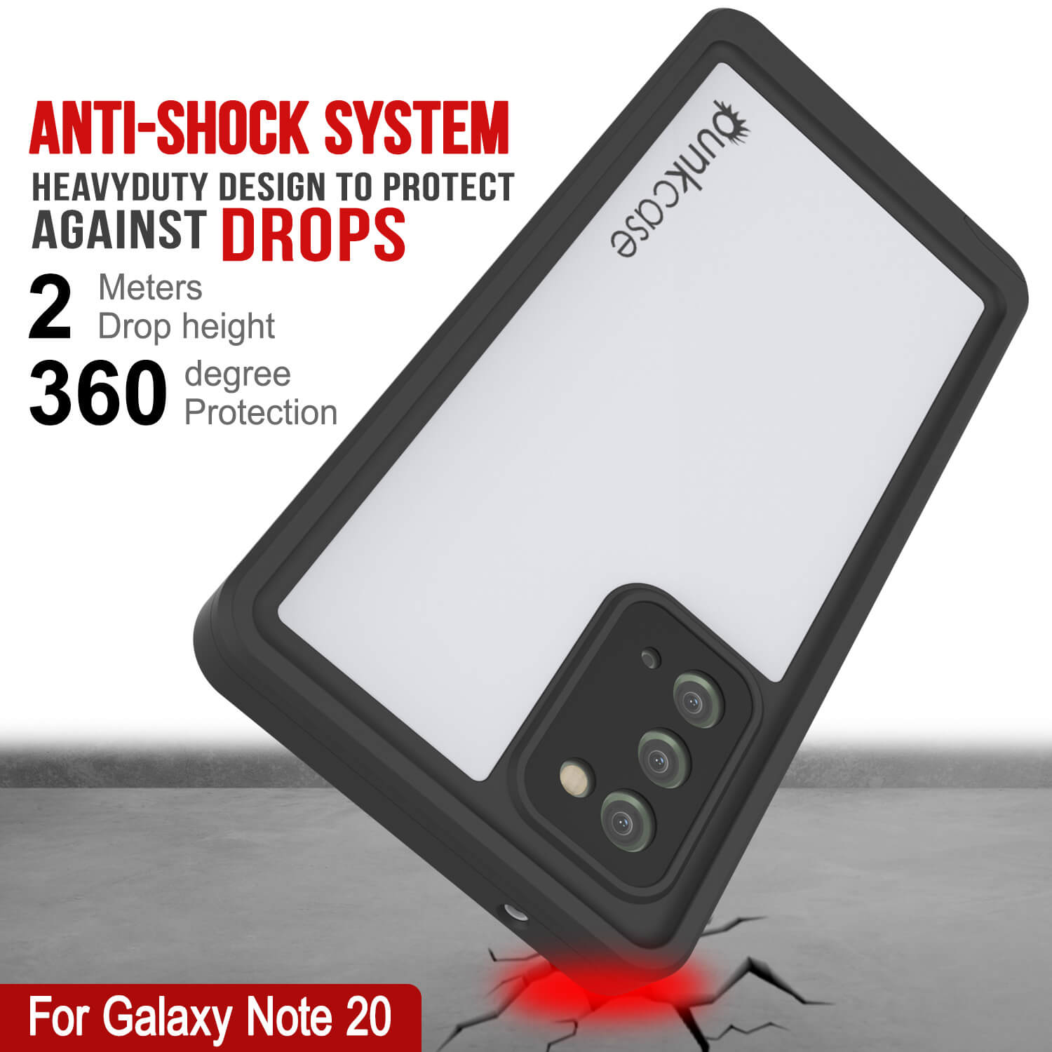 Capa à prova de água para Galaxy Note 20, Punkcase Studstar Branca Thin Armor Cover.