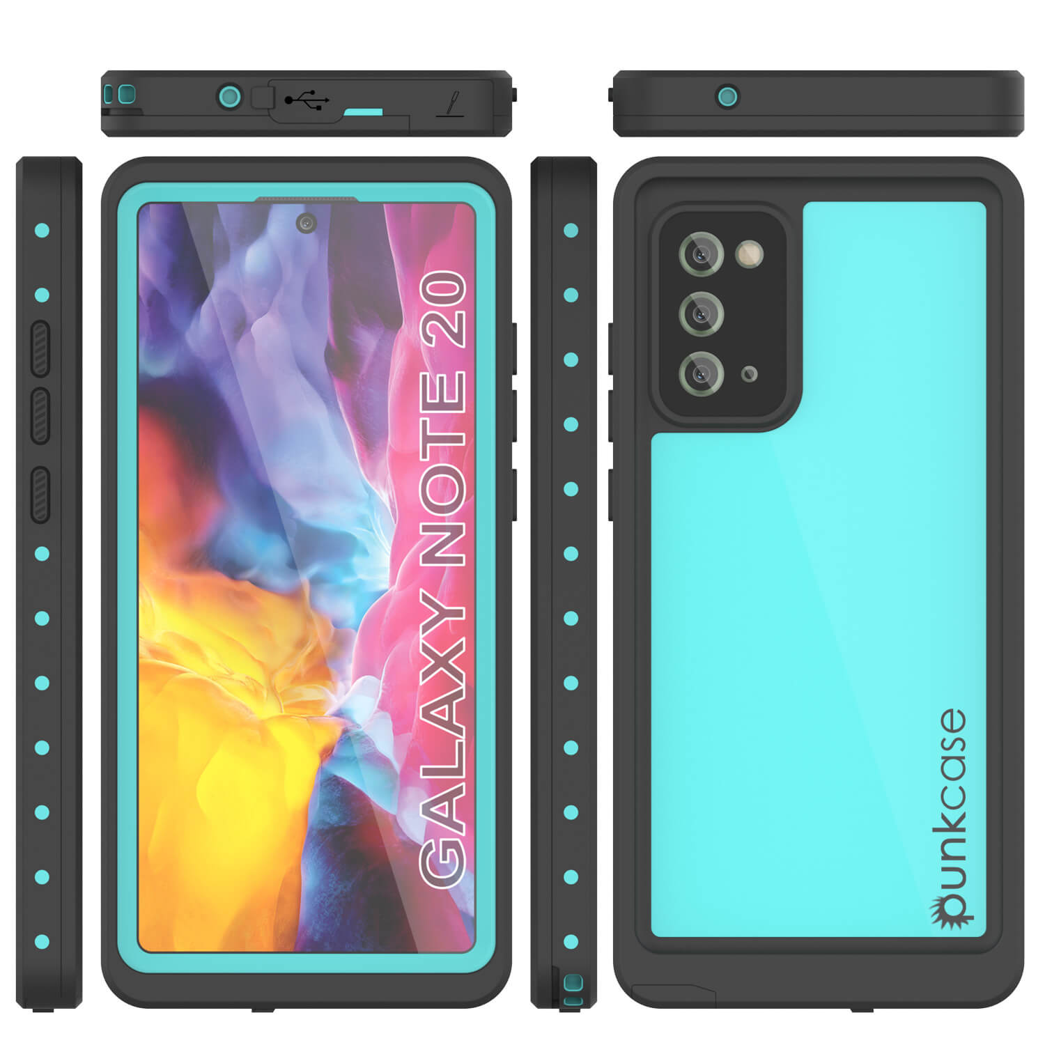 Capa à prova d'água para o Galaxy Note 20, Série Studstar Teal da Punkcase Capa Armor Fina