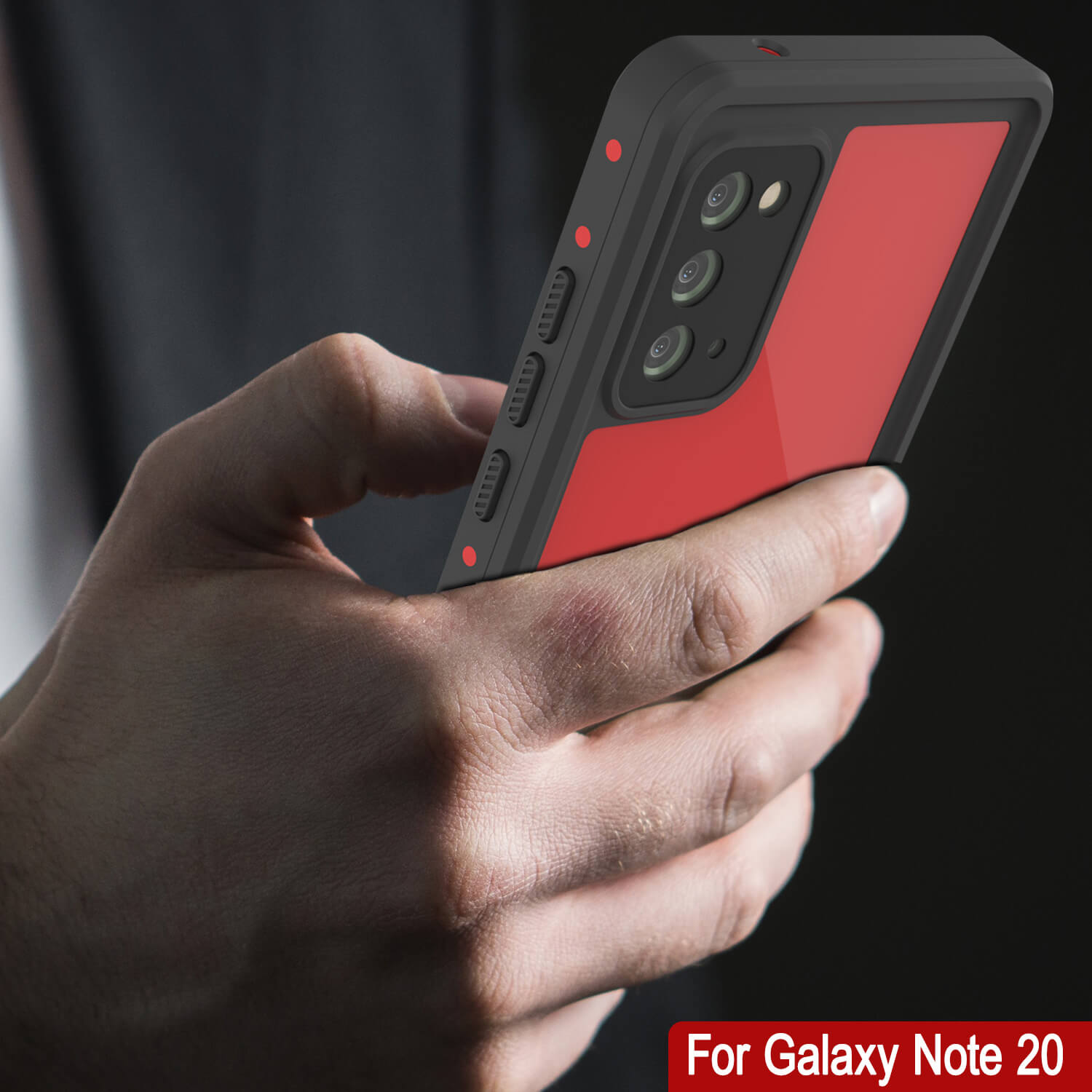Capa à prova d'água Galaxy Note 20, Punkcase Studstar Red Series Thin Armor Cover