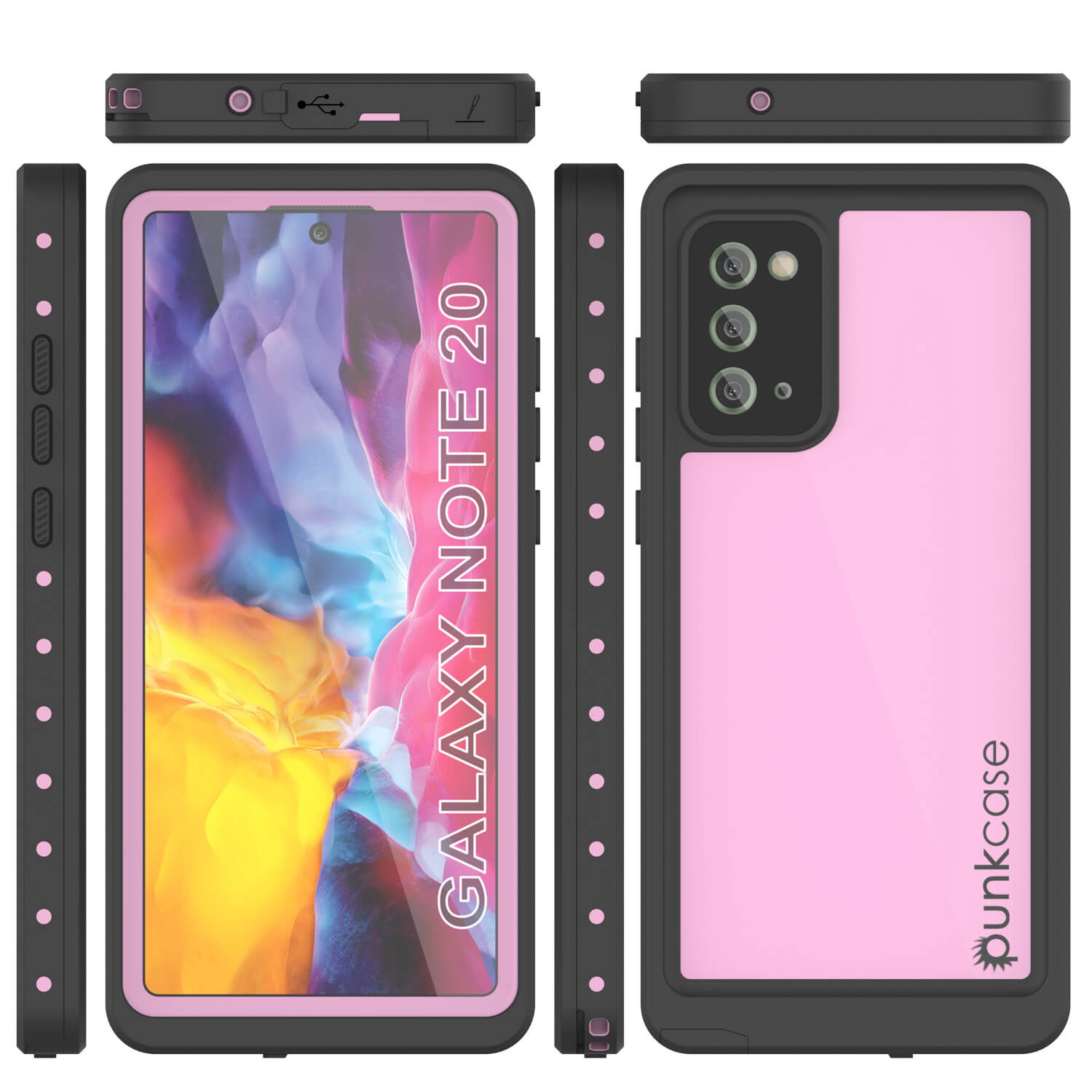 Capa à prova d'água Galaxy Note 20, Punkcase Studstar Rosa Capa fina de armadura