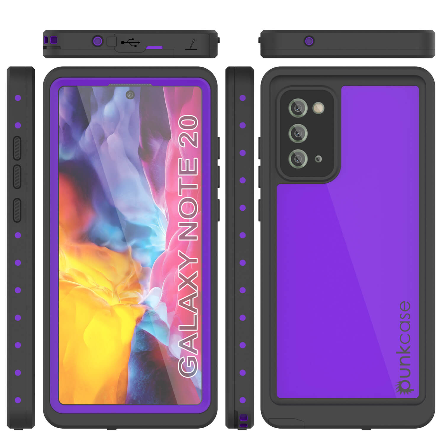 Capa à prova d'água Galaxy Note 20, série roxa Punkcase Studstar capa fina de armadura