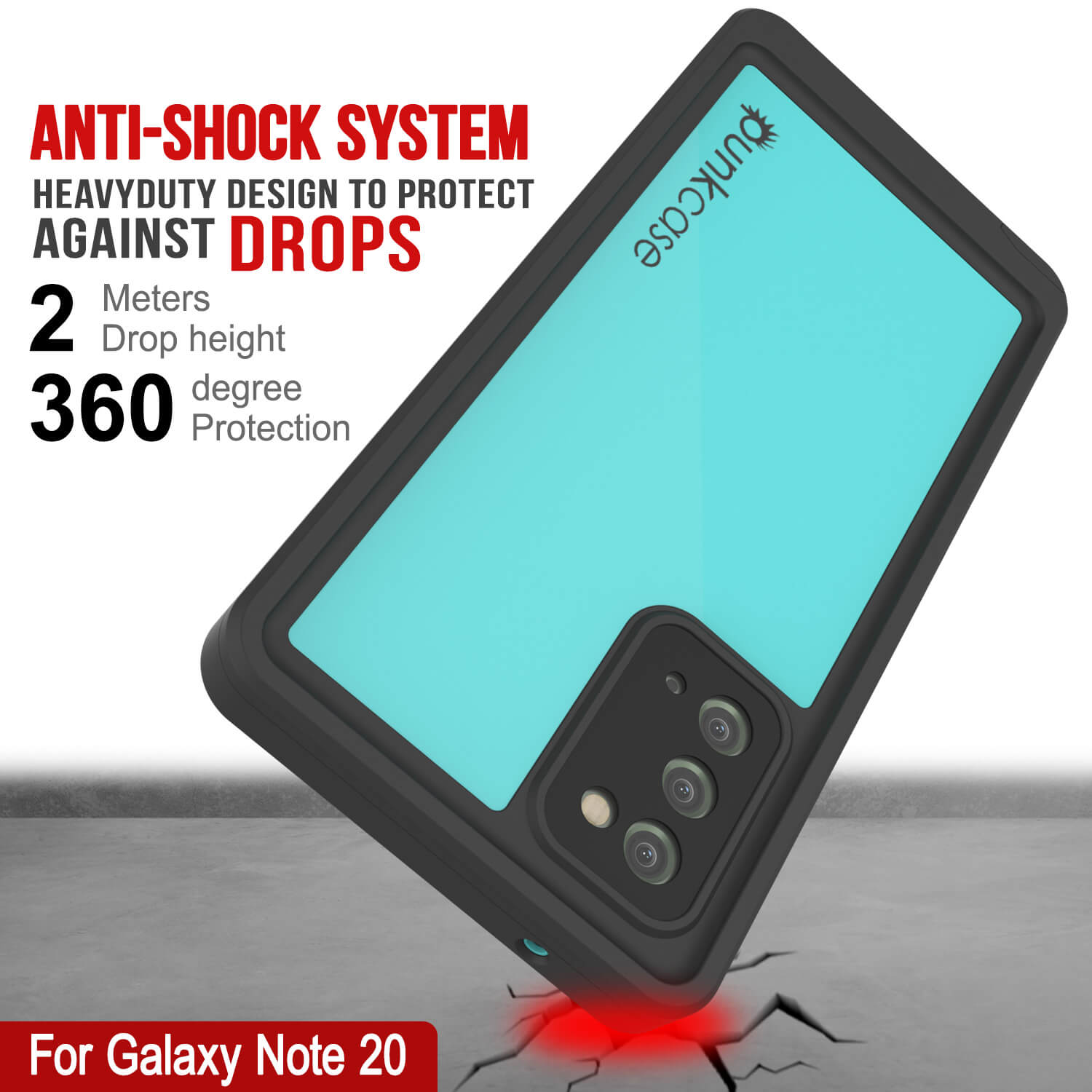 Capa à prova d'água para o Galaxy Note 20, Série Studstar Teal da Punkcase Capa Armor Fina