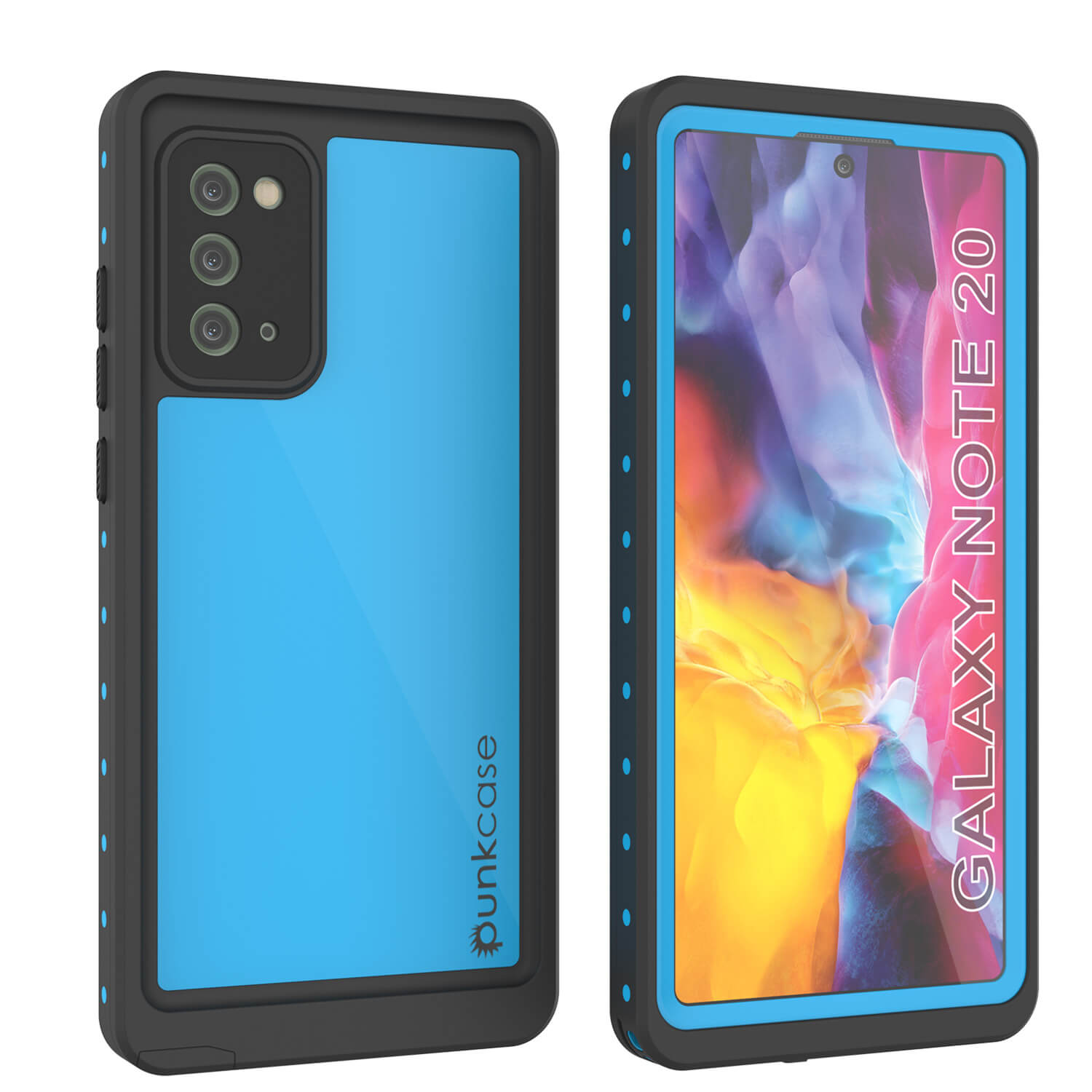 Capa à prova d'água Galaxy Note 20, Punkcase Studstar Light Blue Thin Armor Cover