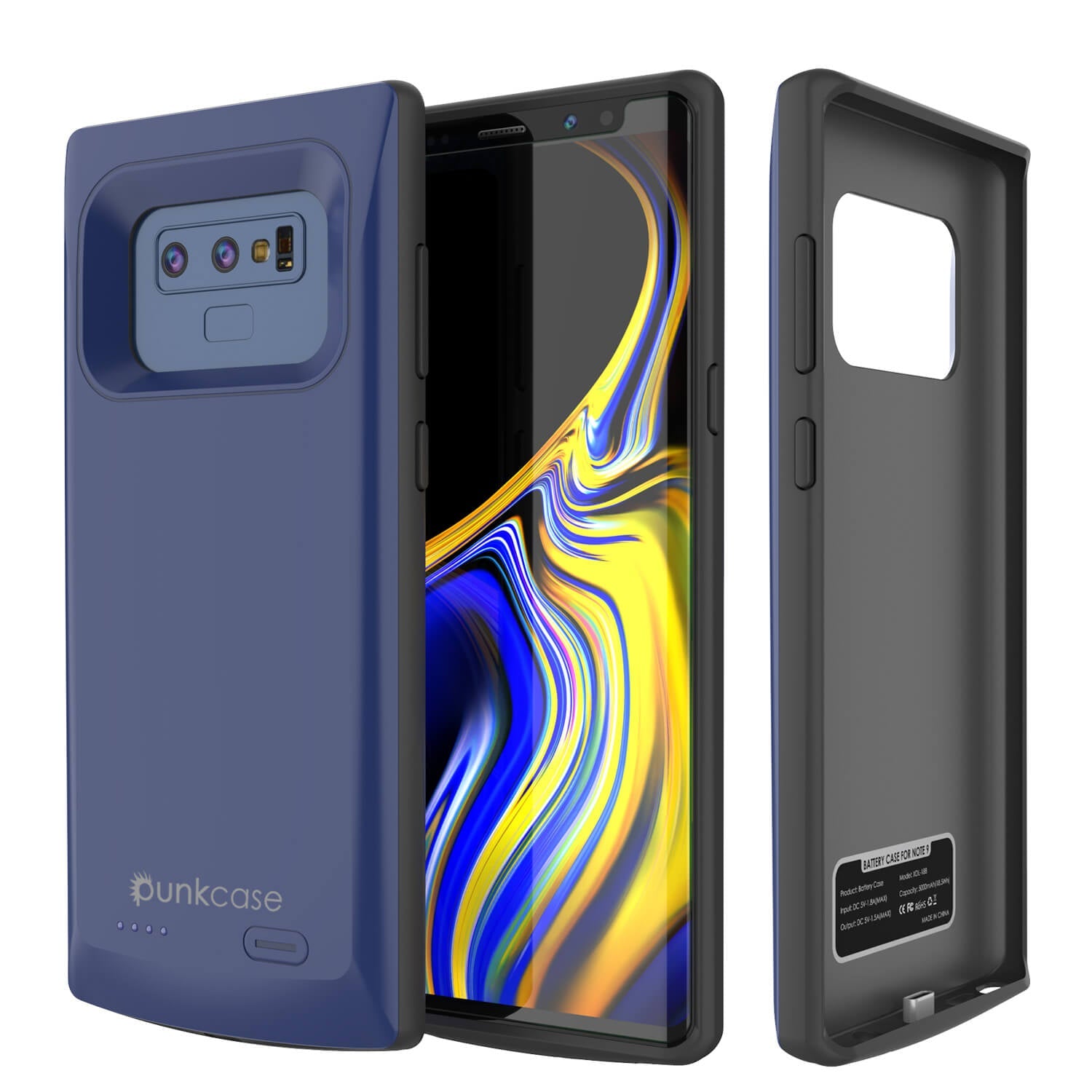 Carregador de bateria Galaxy Note 9 5000mAH com porta USB e capa fina [Azul marinho]