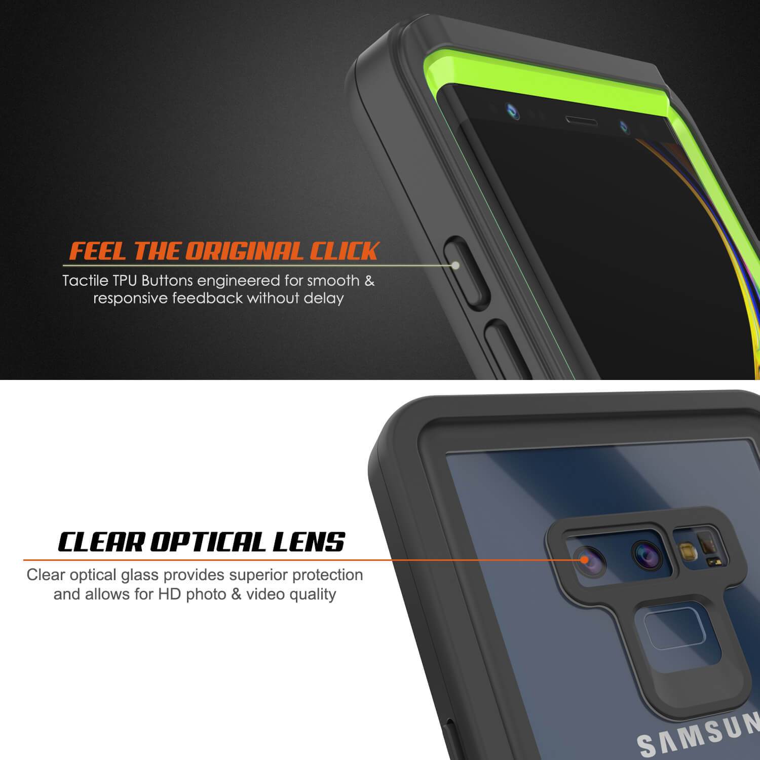 Capinha impermeável para Note 9, Punkcase [Série Extreme] Capinha de armadura com protetor de tela embutido  [Luz Verde]