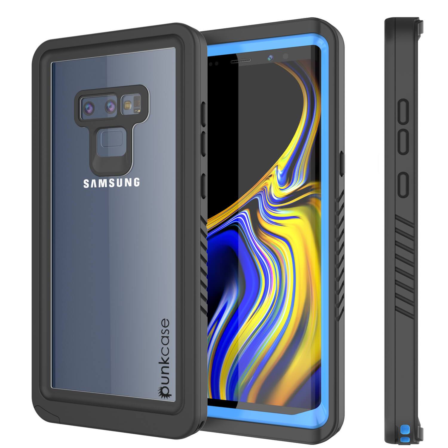 Capinha impermeável para Note 9, Punkcase [Série Extreme] Capinha de armadura com protetor de tela embutido  [Azul Claro]