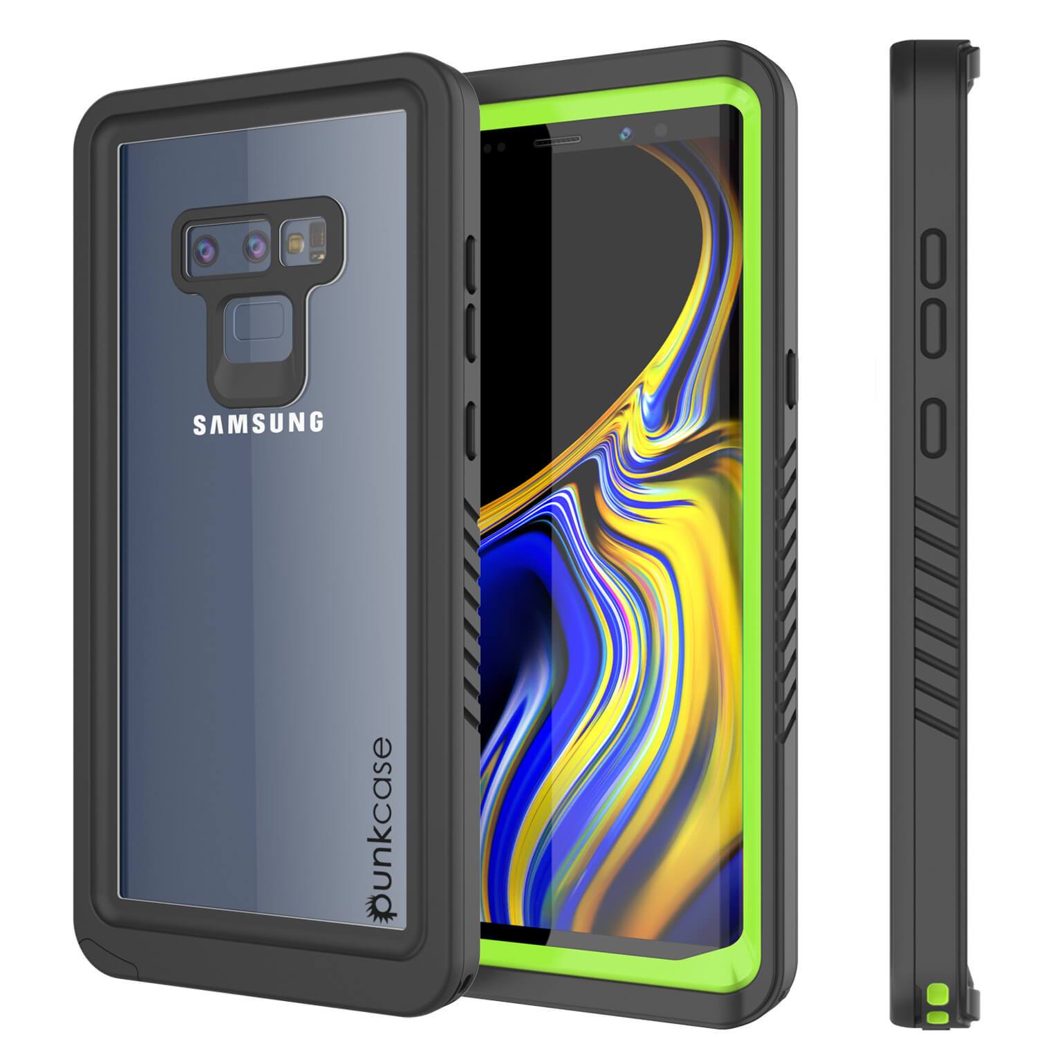 Capinha impermeável para Note 9, Punkcase [Série Extreme] Capinha de armadura com protetor de tela embutido  [Luz Verde]