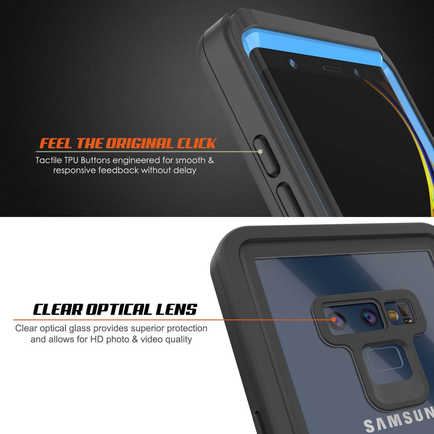 Capinha impermeável para Note 9, Punkcase [Série Extreme] Capinha de armadura com protetor de tela embutido  [Azul Claro]