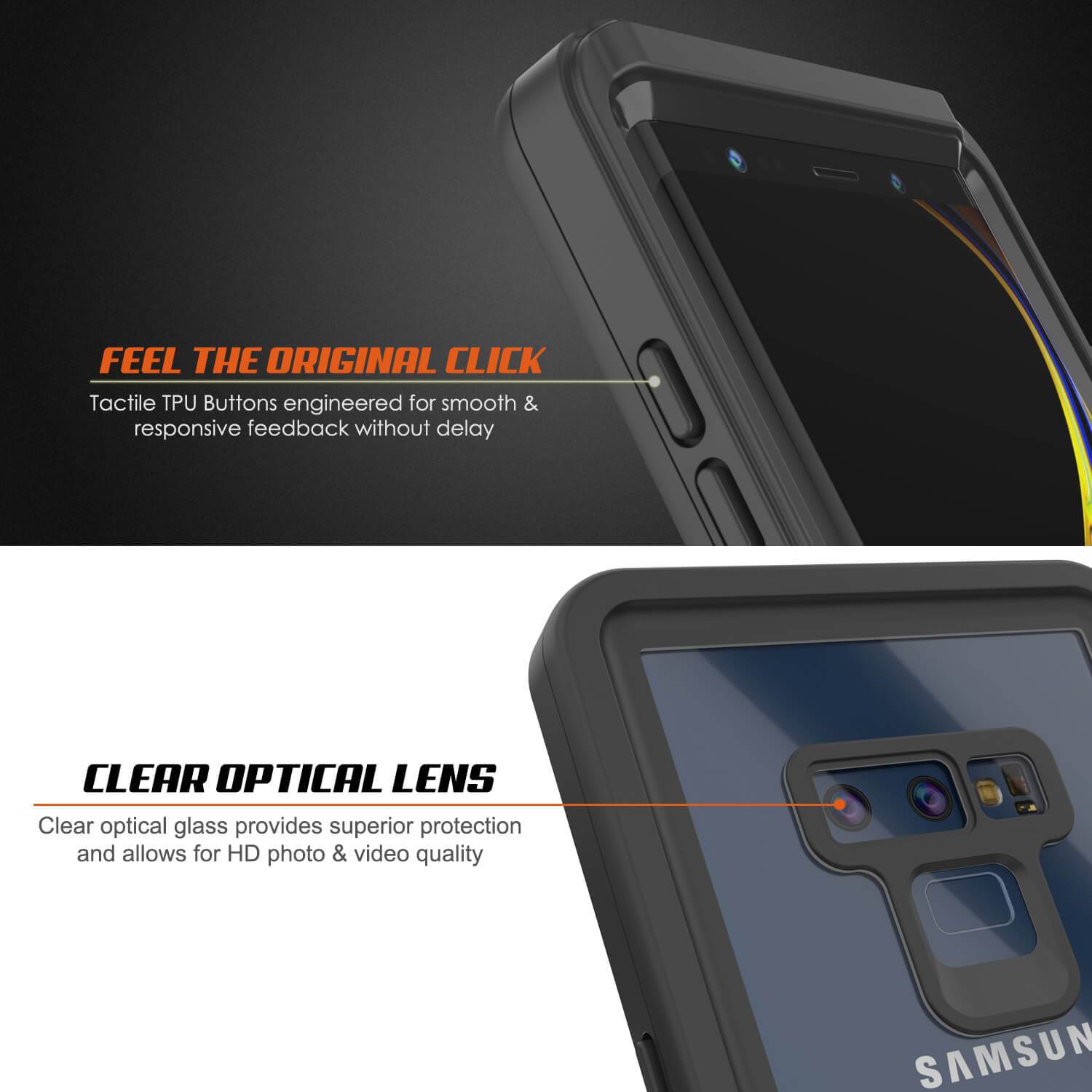 Capinha impermeável para Note 9, Punkcase [Série Extreme] Capinha de armadura com protetor de tela embutido  [Preto]