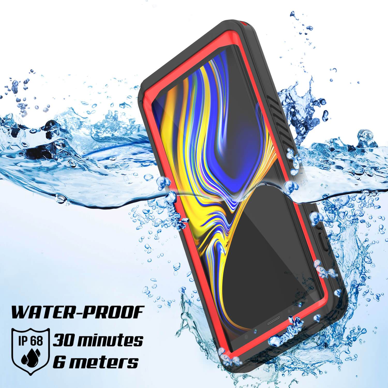 Capinha impermeável para Note 9, Punkcase [Série Extreme] Capinha de armadura com protetor de tela embutido  [Vermelho]