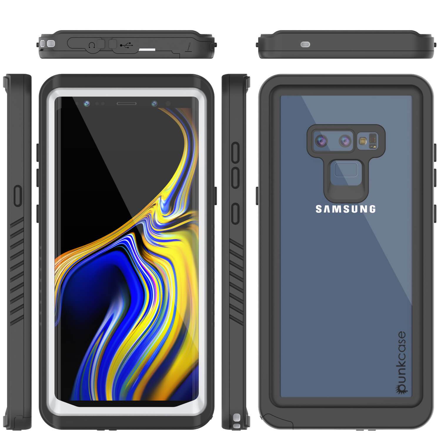 Capinha impermeável para Note 9, Punkcase [Série Extreme] Capinha de armadura com protetor de tela embutido  [Branco]