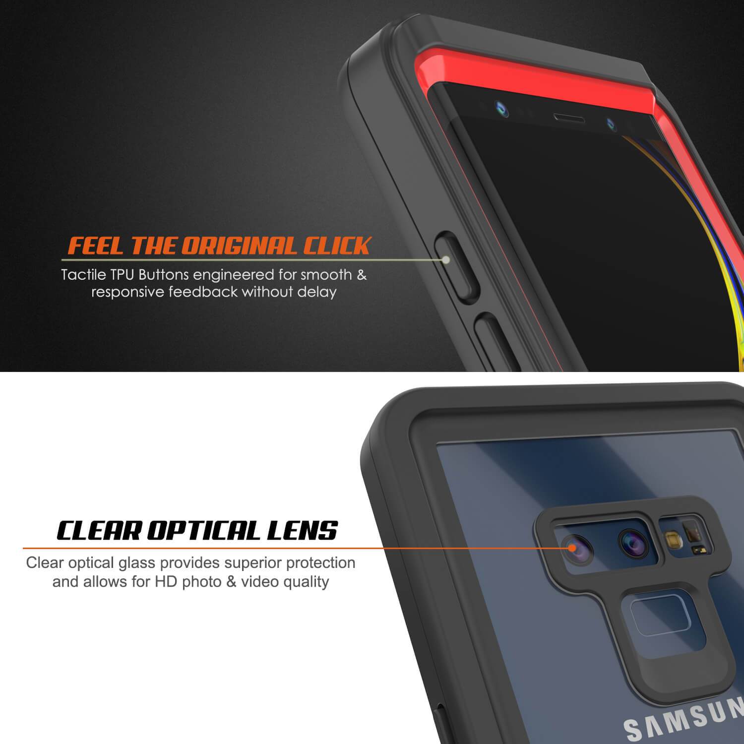 Capinha impermeável para Note 9, Punkcase [Série Extreme] Capinha de armadura com protetor de tela embutido  [Vermelho]