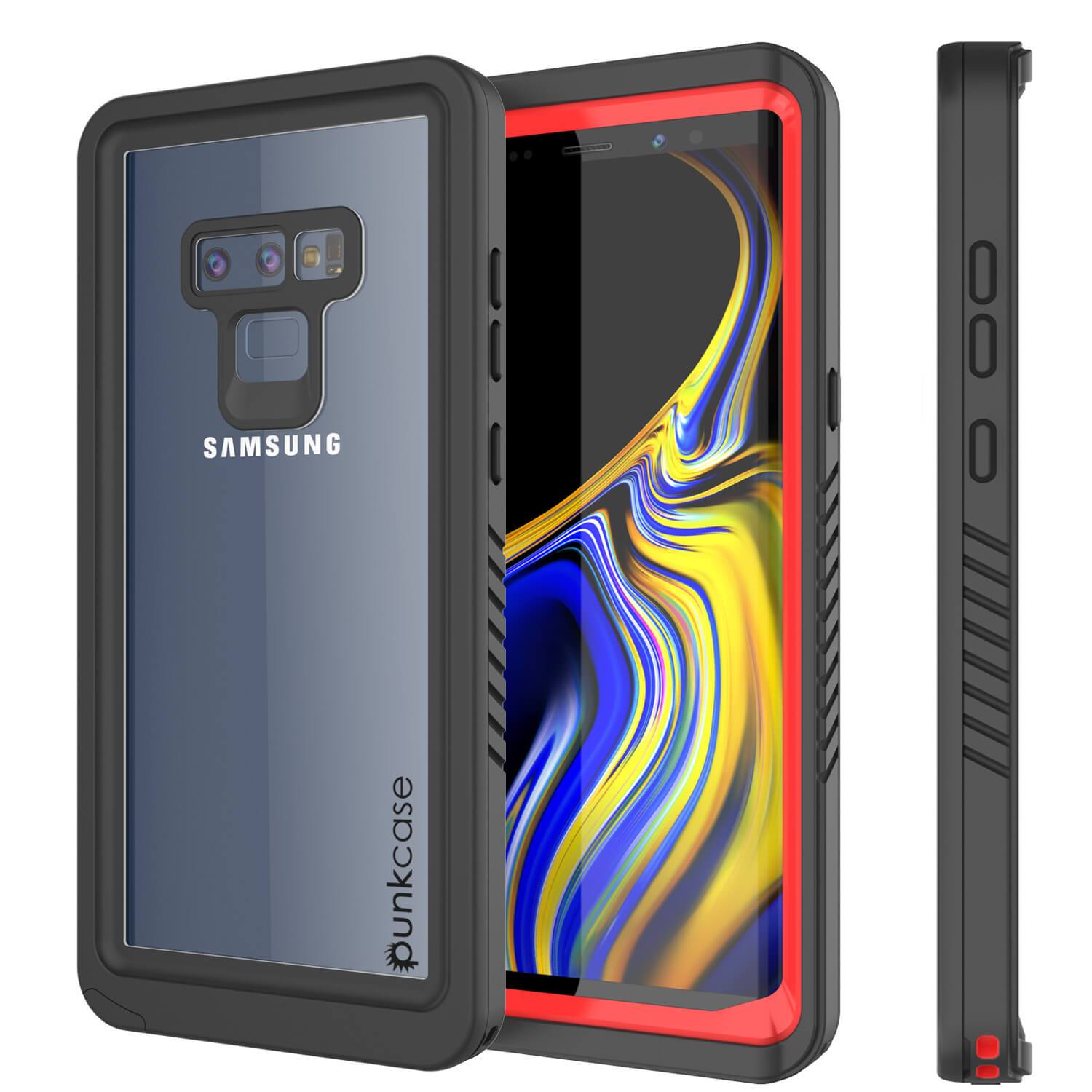Capinha impermeável para Note 9, Punkcase [Série Extreme] Capinha de armadura com protetor de tela embutido  [Vermelho]