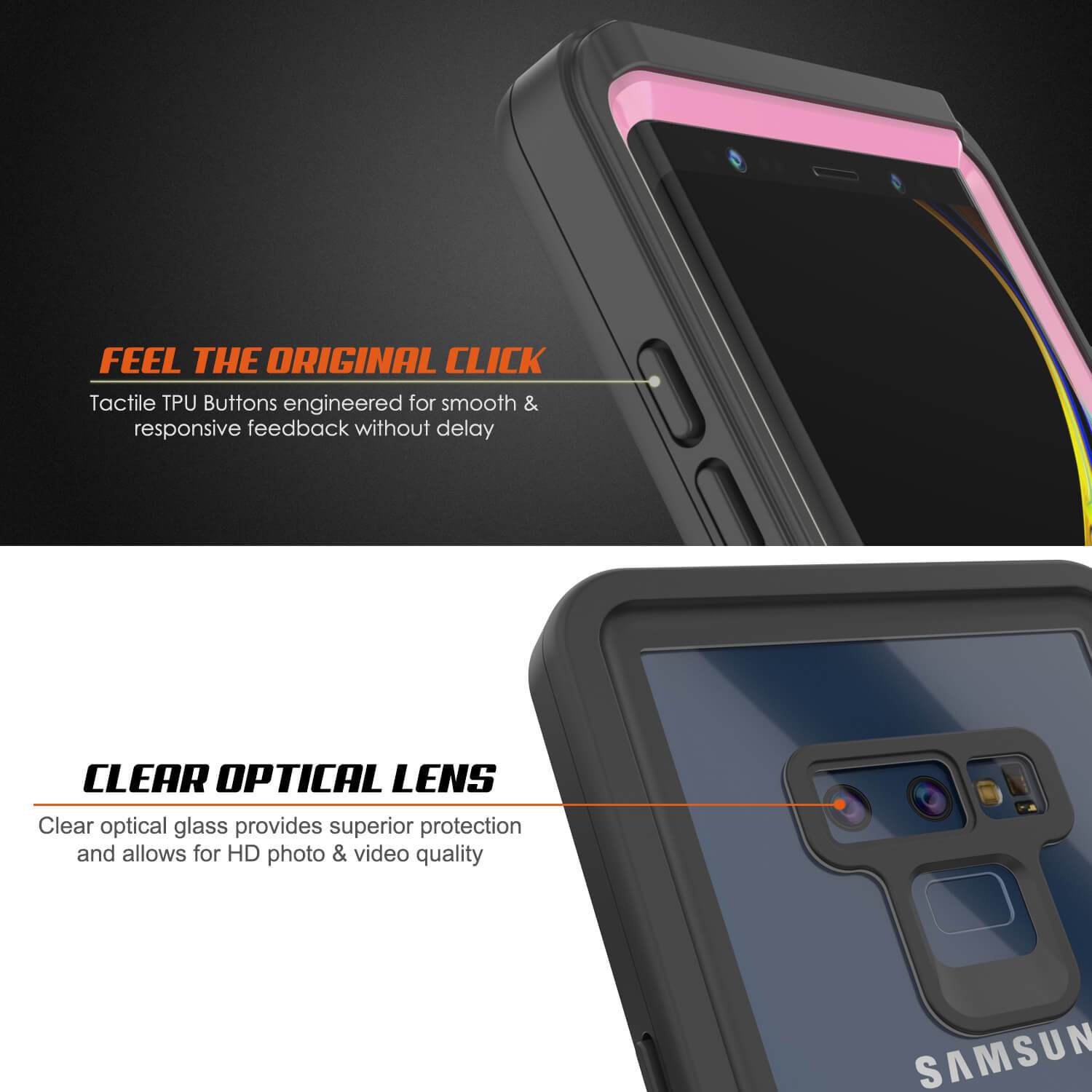 Capinha impermeável para Note 9, Punkcase [Série Extreme] Capinha de armadura com protetor de tela embutido  [Rosa]