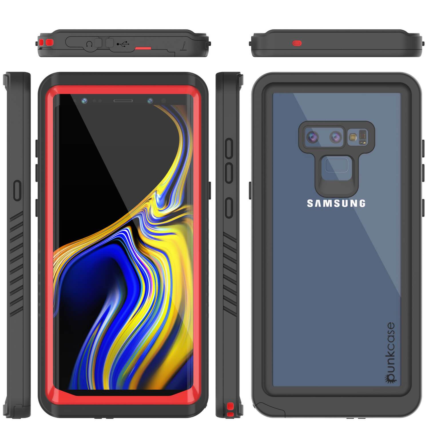 Capinha impermeável para Note 9, Punkcase [Série Extreme] Capinha de armadura com protetor de tela embutido  [Vermelho]