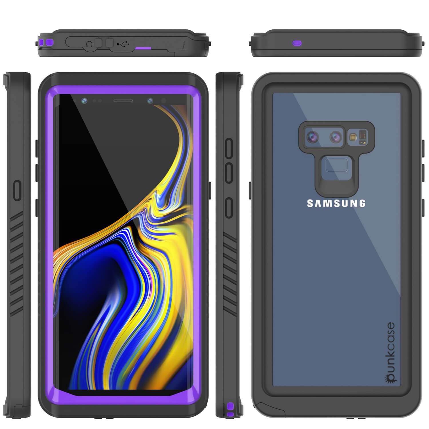 Capinha impermeável para Note 9, Punkcase [Série Extreme] Capinha de armadura com protetor de tela embutido  [Roxa]