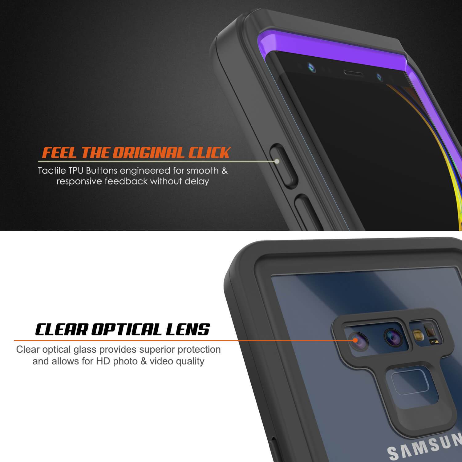 Capinha impermeável para Note 9, Punkcase [Série Extreme] Capinha de armadura com protetor de tela embutido  [Roxa]