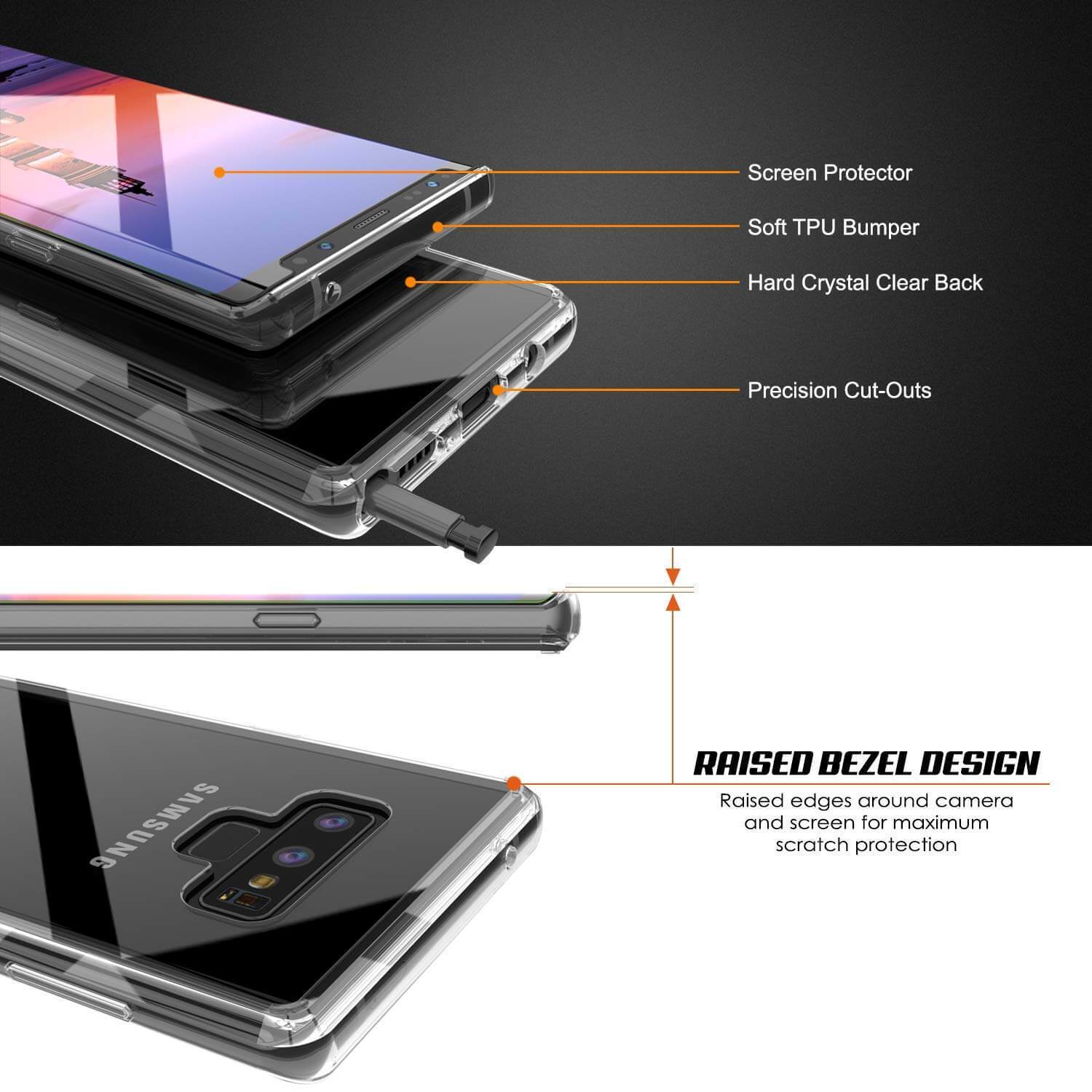 Galaxy Note 9 Case, PUNKcase [LUCID 2.0 Series] [Slim Fit] Armor Cover W/Integrated Anti-Shock System [Clear] (Color in image: Light Blue)