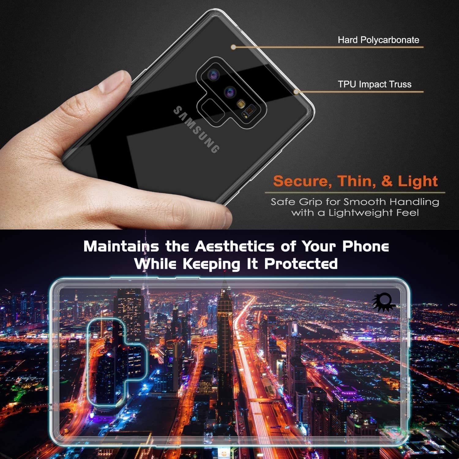Galaxy Note 9 Case, PUNKcase [LUCID 2.0 Series] [Slim Fit] Armor Cover W/Integrated Anti-Shock System [Clear] (Color in image: White)
