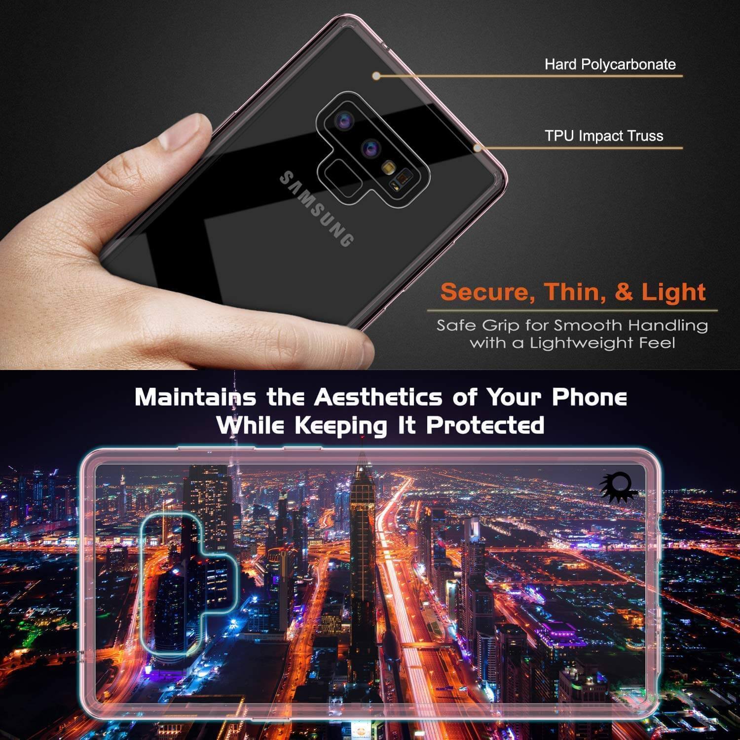 Galaxy Note 9 Case, PUNKcase [LUCID 2.0 Series] [Slim Fit] Armor Cover W/Integrated Anti-Shock System [Crystal Pink] (Color in image: Pink)