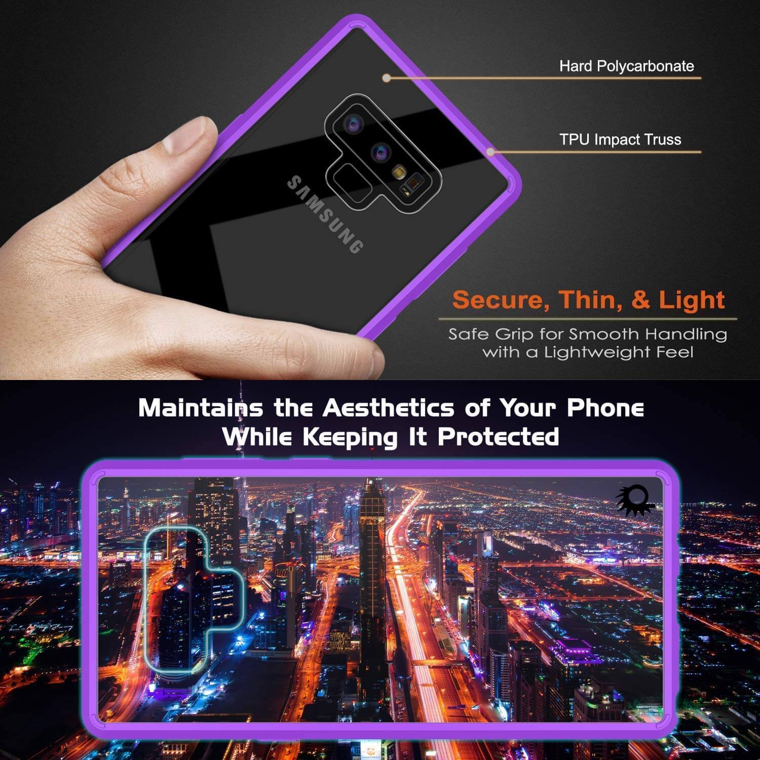 Galaxy Note 9 Case, PUNKcase [LUCID 2.0 Series] [Slim Fit] Armor Cover W/Integrated Anti-Shock System [Purple] (Color in image: Crystal Pink)