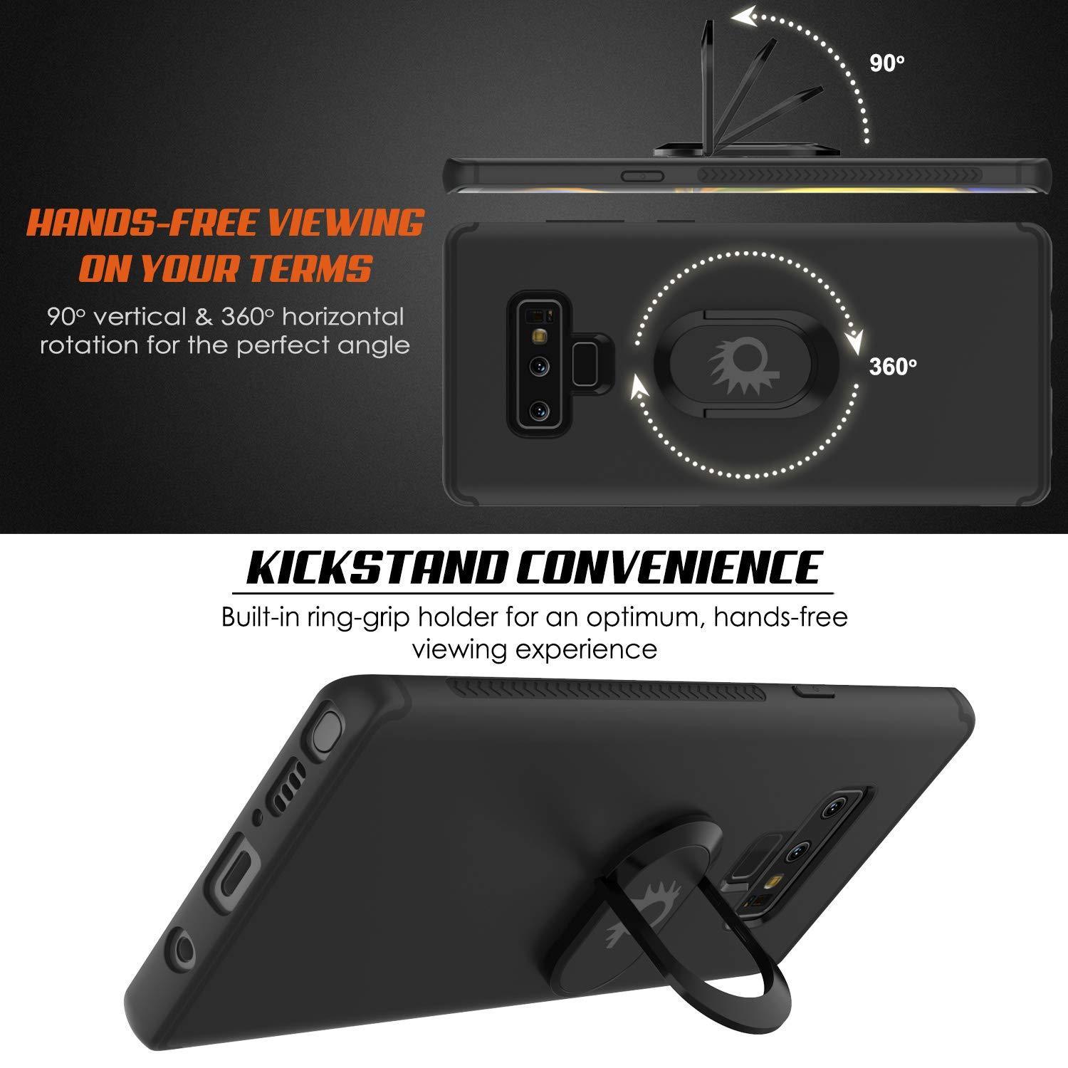 Capinha para Note 9, Capinha Punkcase  Magnetix de TPU protetora com suporte, protetor de tela de vidro temperado  [Preto]