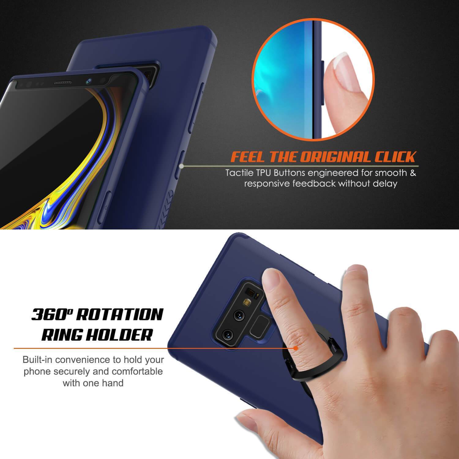 Capinha para Note 9, Capinha Punkcase  Magnetix de TPU protetora com suporte, protetor de tela de vidro temperado  [Azul]