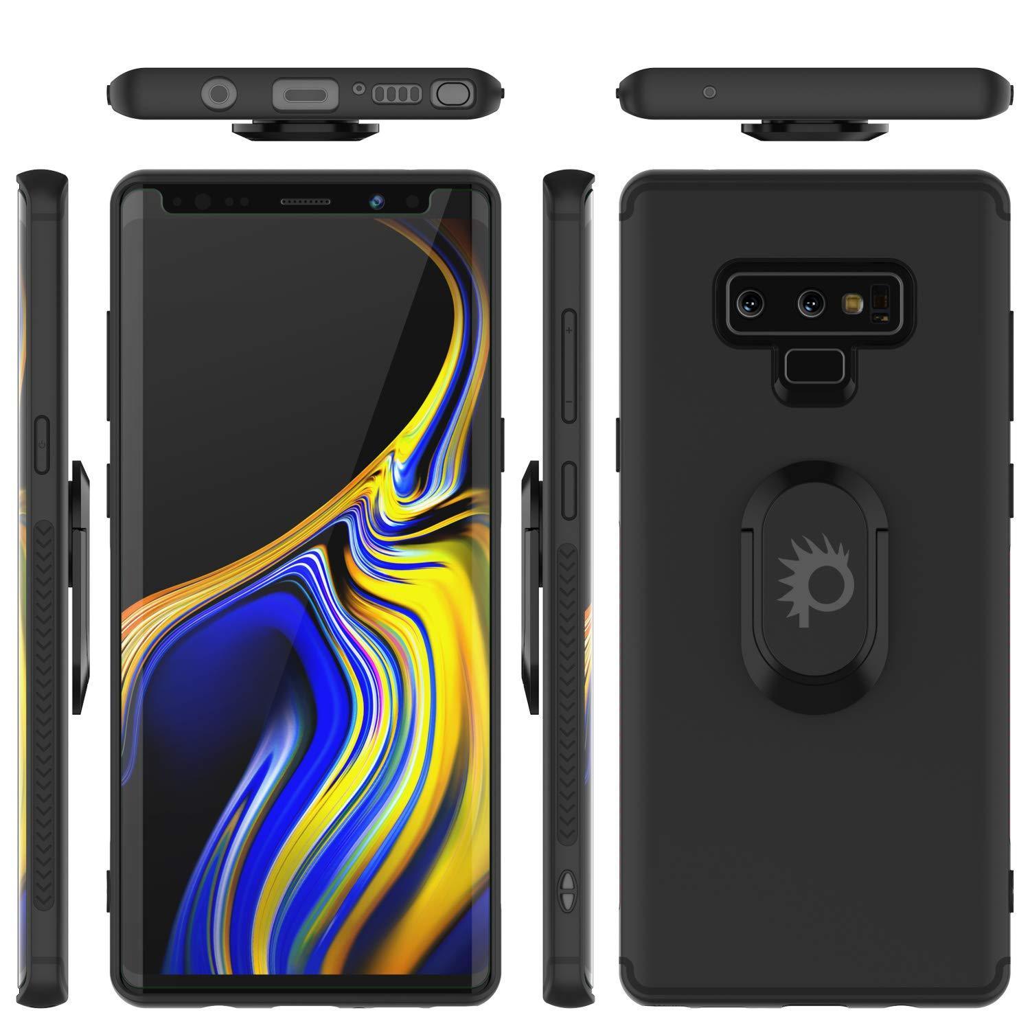 Capinha para Note 9, Capinha Punkcase  Magnetix de TPU protetora com suporte, protetor de tela de vidro temperado  [Preto]