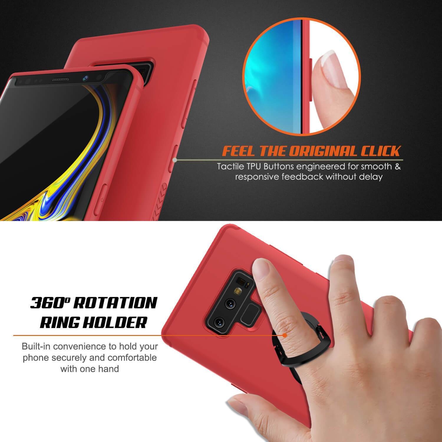 Capinha para Note 9, Capinha Punkcase  Magnetix de TPU protetora com suporte, protetor de tela de vidro temperado  [Vermelho]