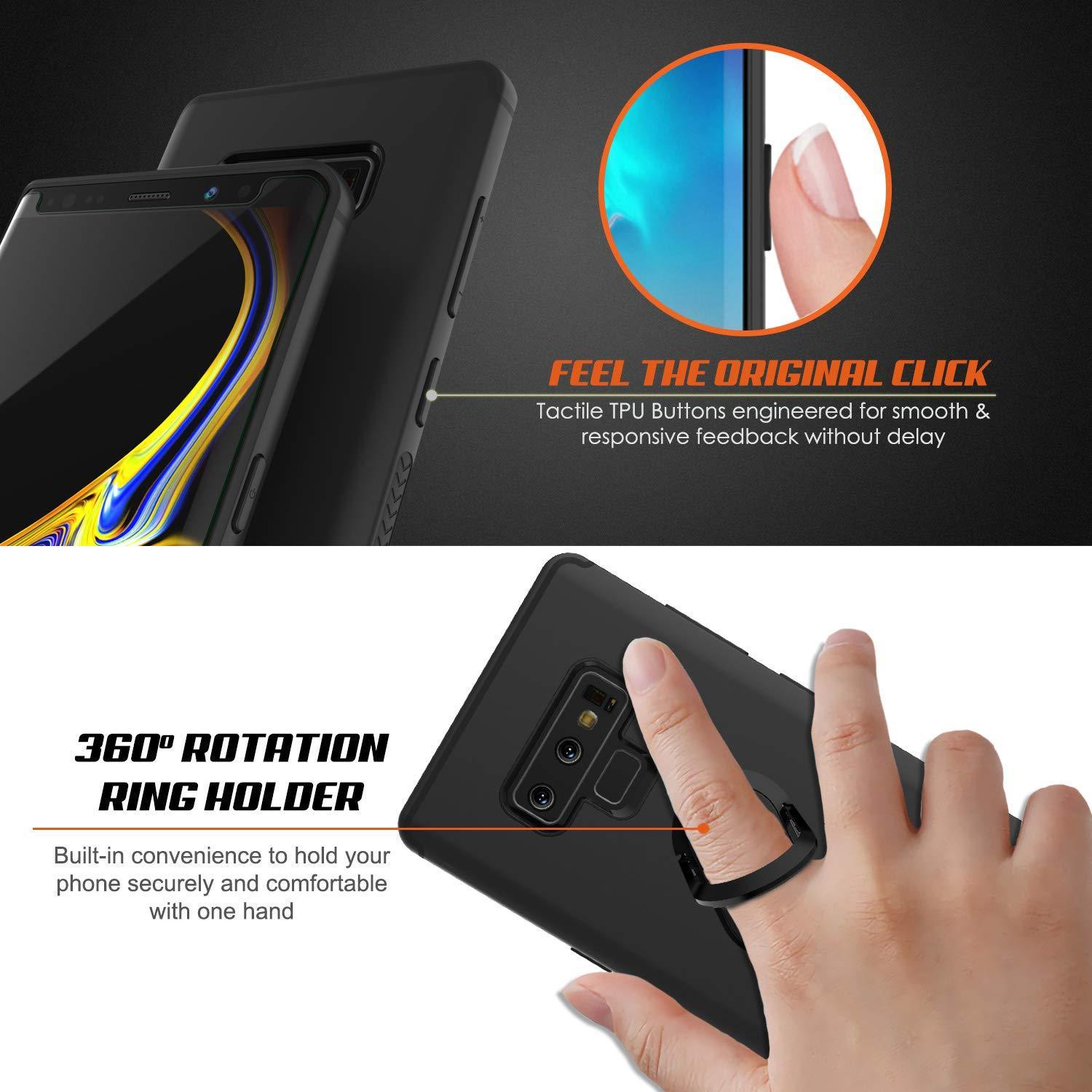 Capinha para Note 9, Capinha Punkcase  Magnetix de TPU protetora com suporte, protetor de tela de vidro temperado  [Preto]