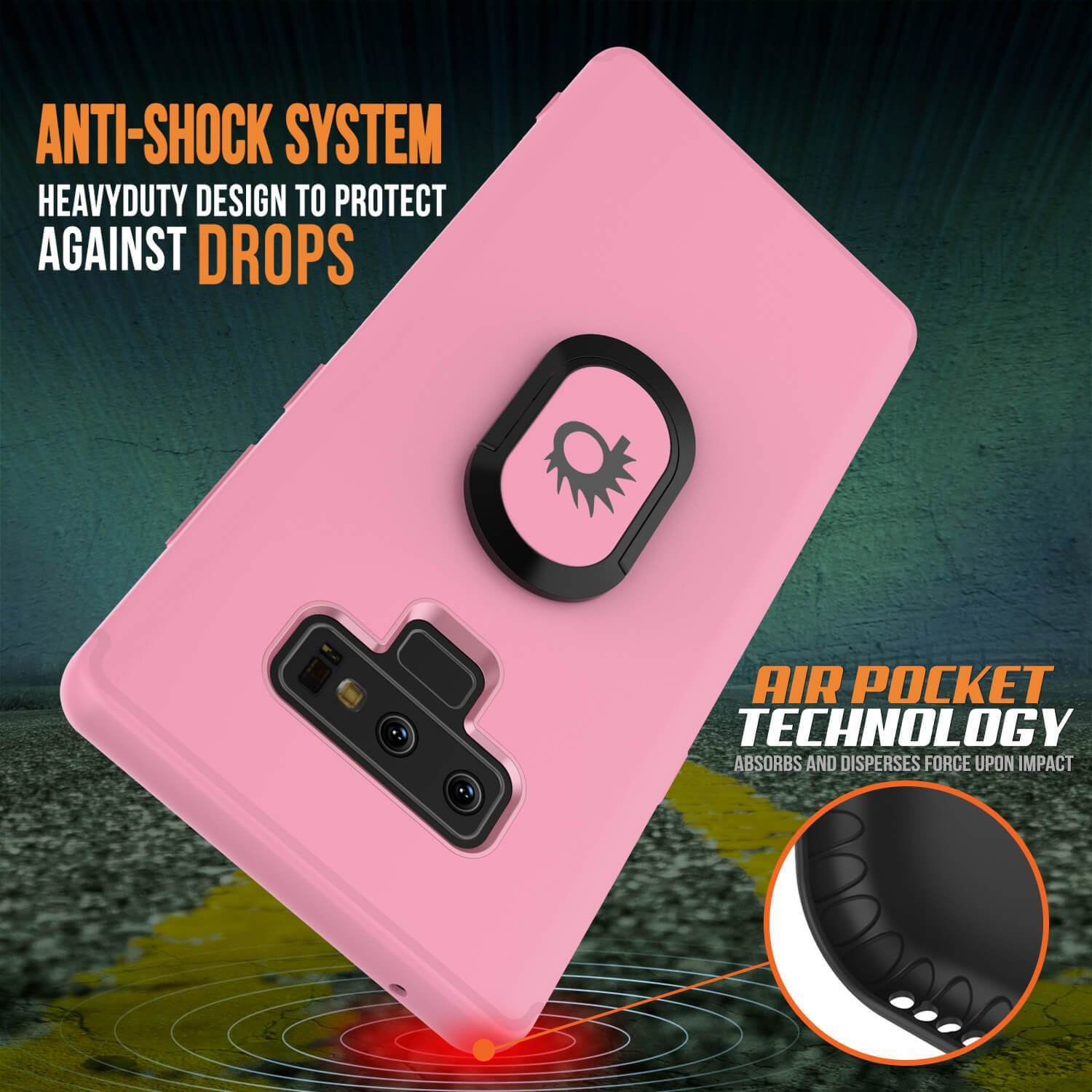 Capinha para Note 9, Capinha Punkcase  Magnetix de TPU protetora com suporte, protetor de tela de vidro temperado  [Rosa]